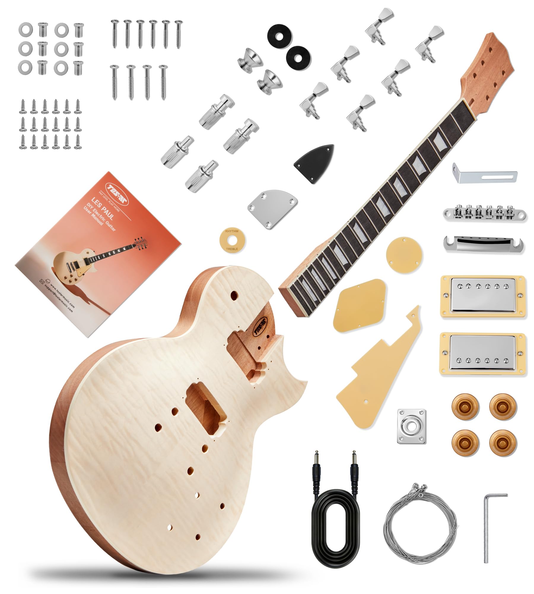 Tostar DIY Electric Guitar Kit, Solderless, Multi Sanded Polished Body, LP