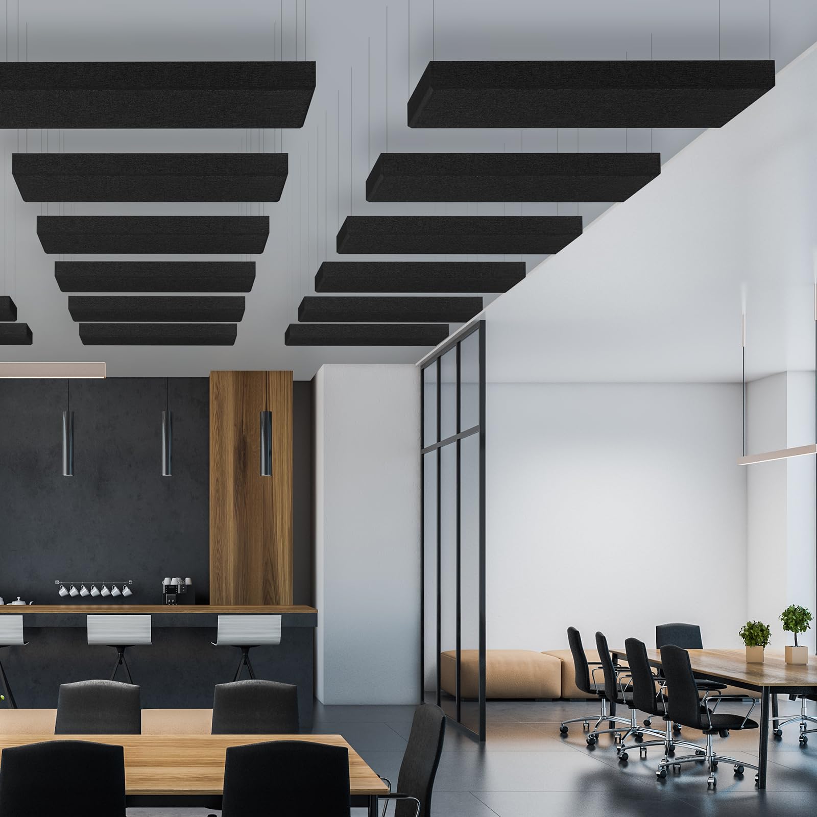 23.62″ X 11.81″ Fiberglass Wall Panel, 2 Pack Acoustic Panels, Decorative sound proof panel, Professional Sound Absorbing for Office, Studio, Home Theatre – Black