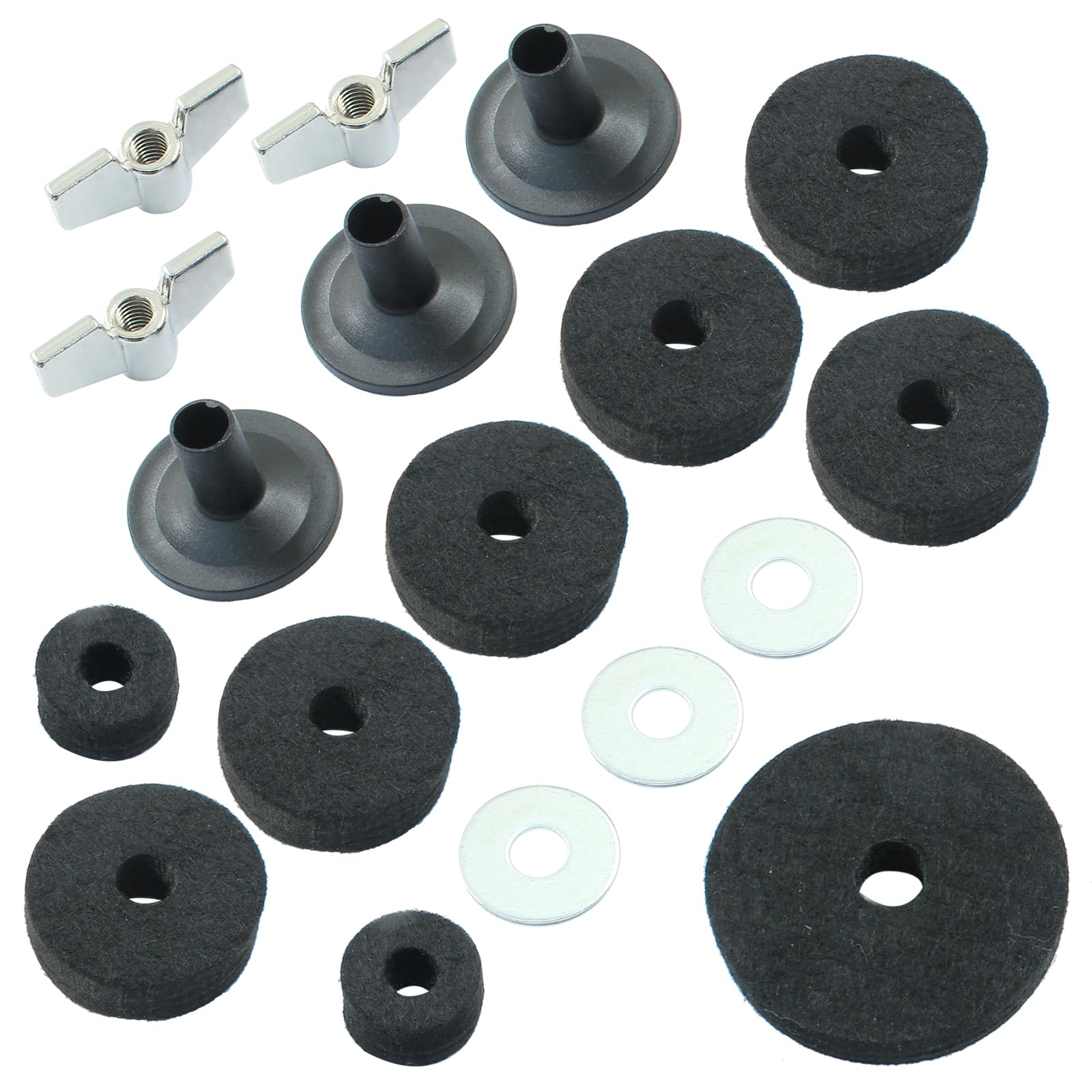 Piutouyar 18 Pcs Black Cymbal Replacement Accessories Set
