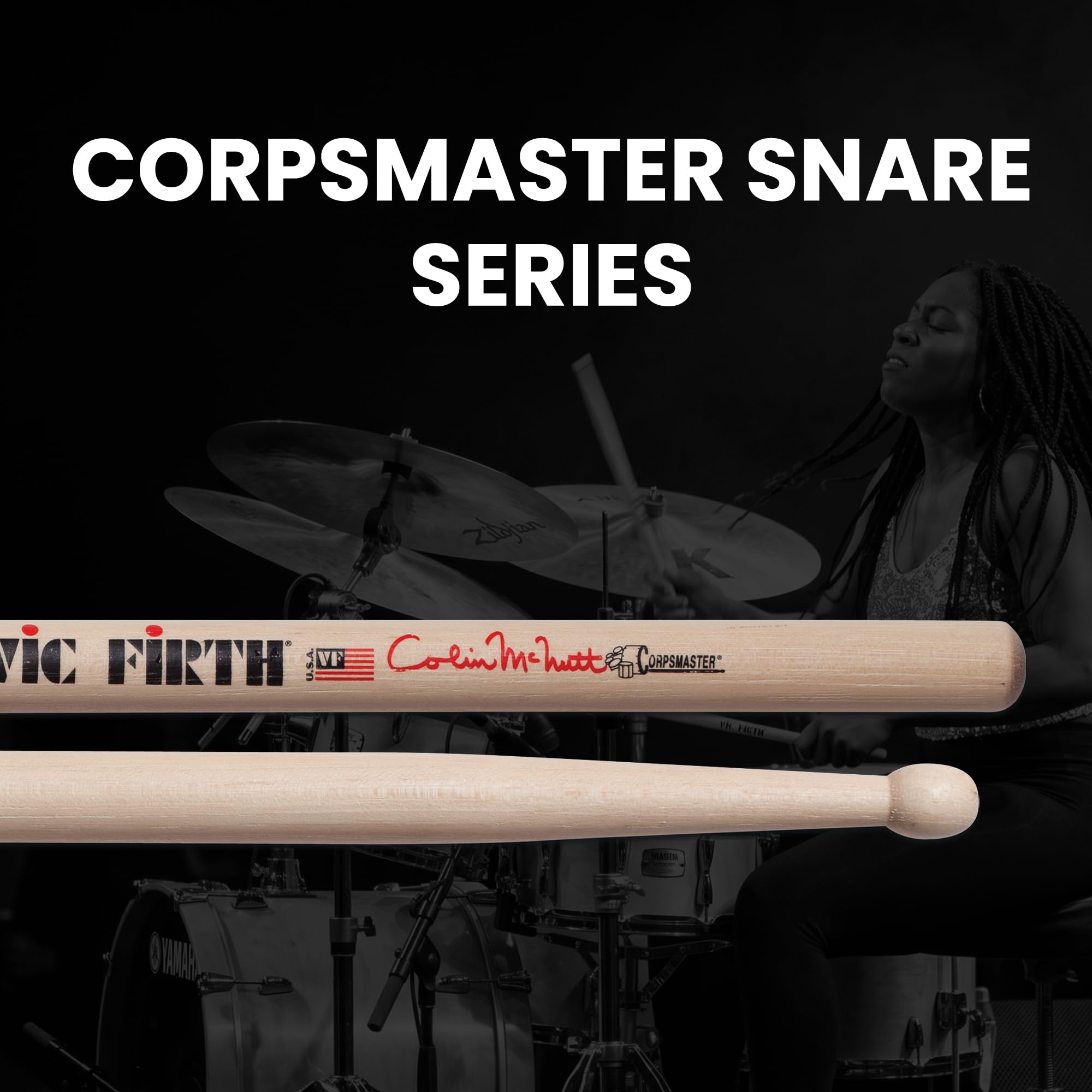 Vic Firth SCM Corpsmaster Signature Snare Colin McNutt Drumsticks – 12-Pack Bundle with Austin Bazaar Polishing Cloth