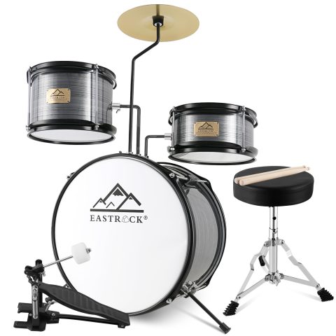 EASTROCK 3 Piece 14” Junior Drum sets for Drummer,Gray
