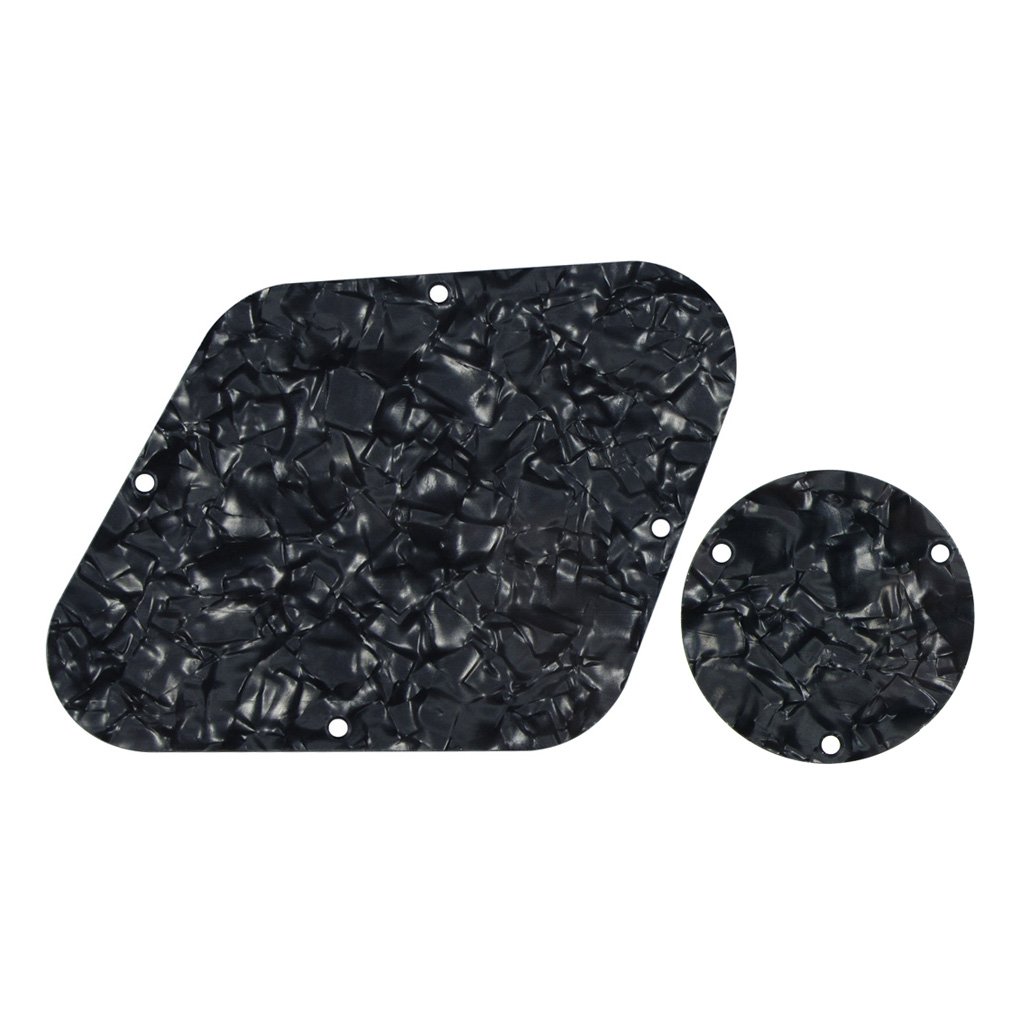 FLEOR 4Ply Black Pearl Pickguard Back Plate Screws Set & Switch Ring & Bracket Fit LP Style Guitar Pickguard Replacement