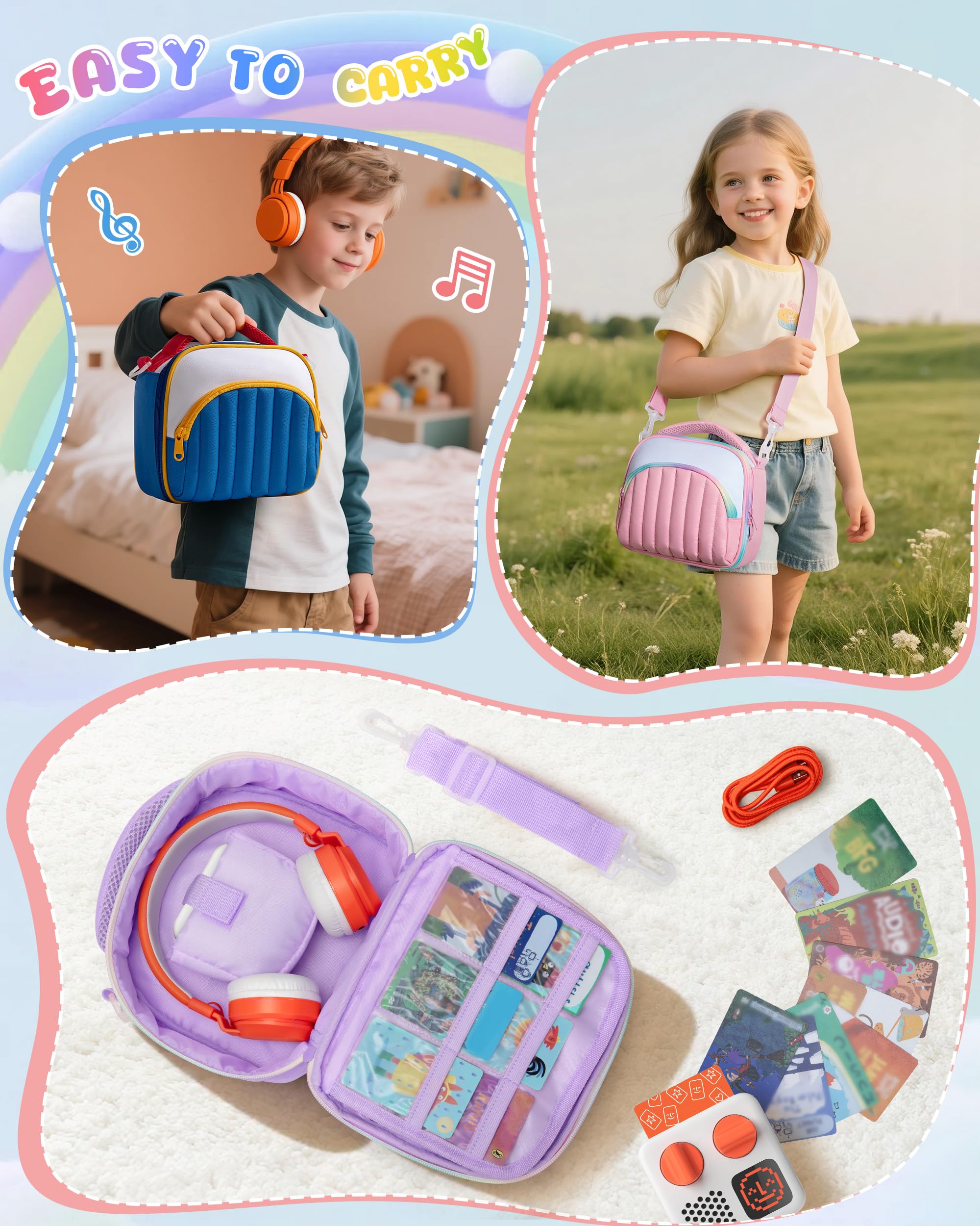 Marscamd Quilted Travel Case Compatible with Yoto Mini, with 33 Card Slots