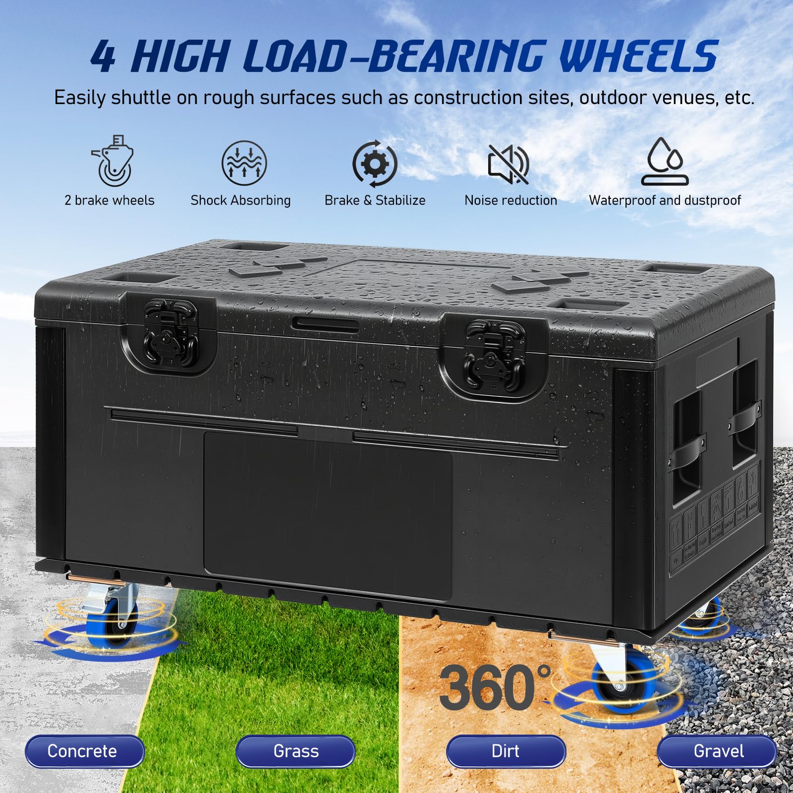 6 PACK Rolling Road Case with Heavy Duty Silent Wheels