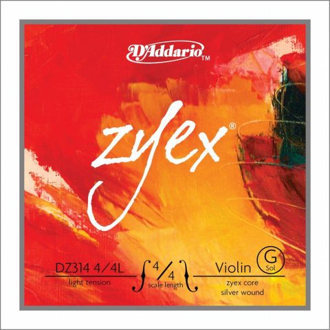 D’Addario Zyex Violin Single G String, 4/4 Scale, Light Tension