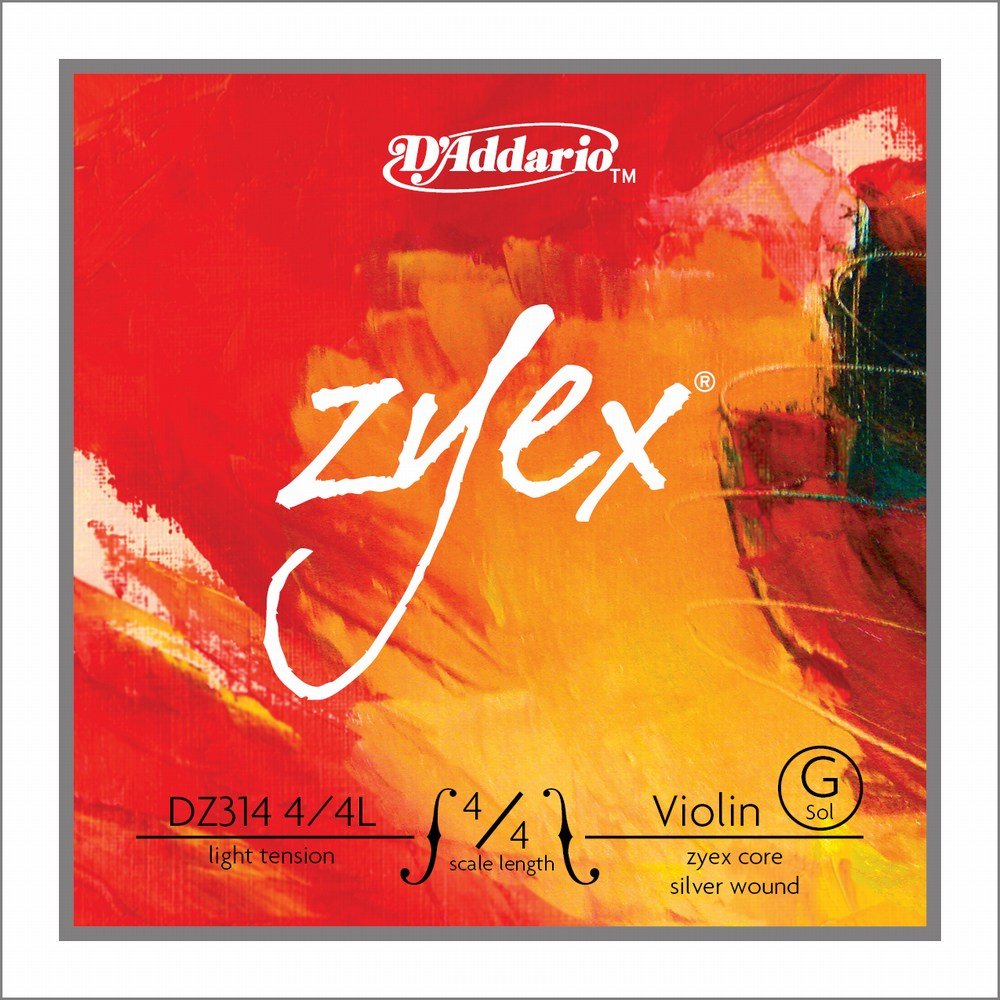 D’Addario Zyex Violin Single G String, 4/4 Scale, Light Tension
