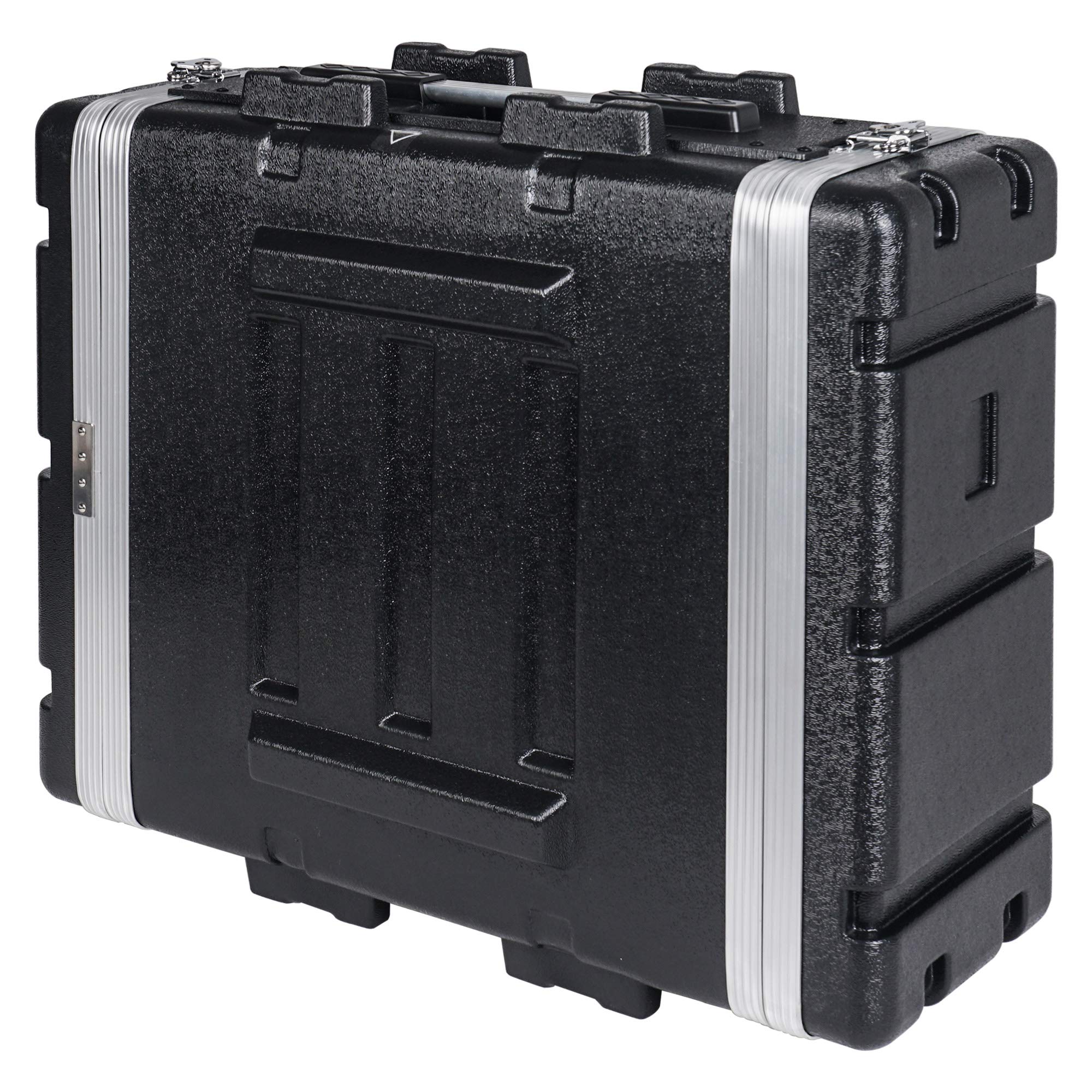 Sound Town Lightweight 2U PA DJ Rack/Road Case with ABS Construction, 19” Depth and Heavy-Duty Latches (STRC-A2U)
