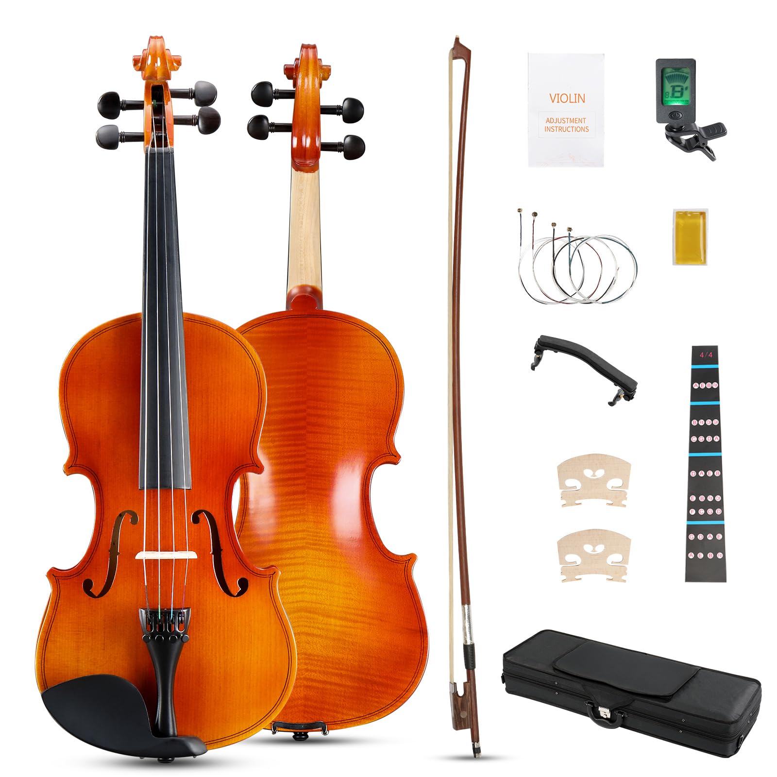 Ktaxon Violin 4/4 Full Size Set Acoustic Fiddle Complete Kit, Glossy