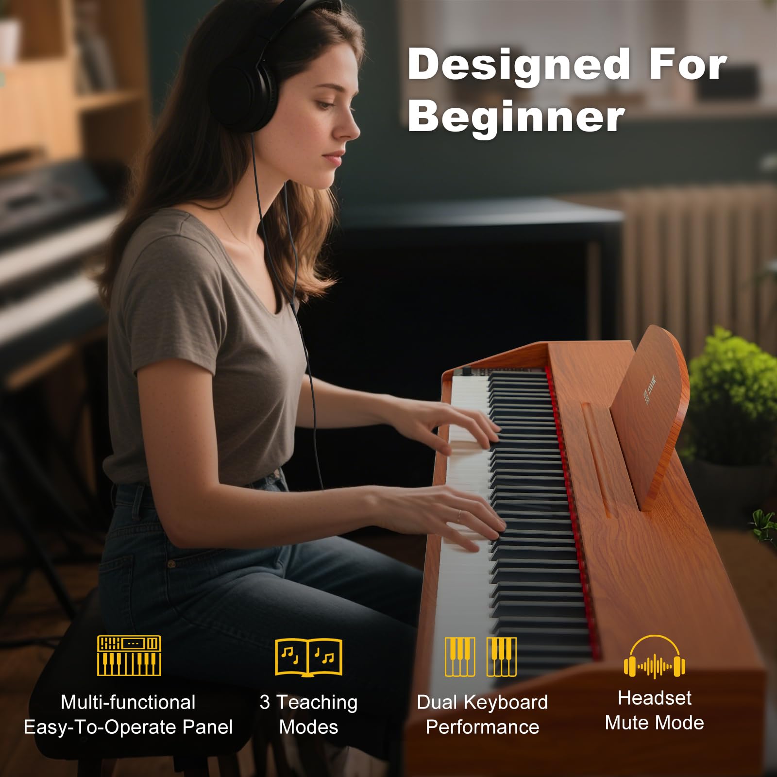 MUSTAR 88 Key Piano Keyboard Semi Weighted Home Digital Piano for Beginners