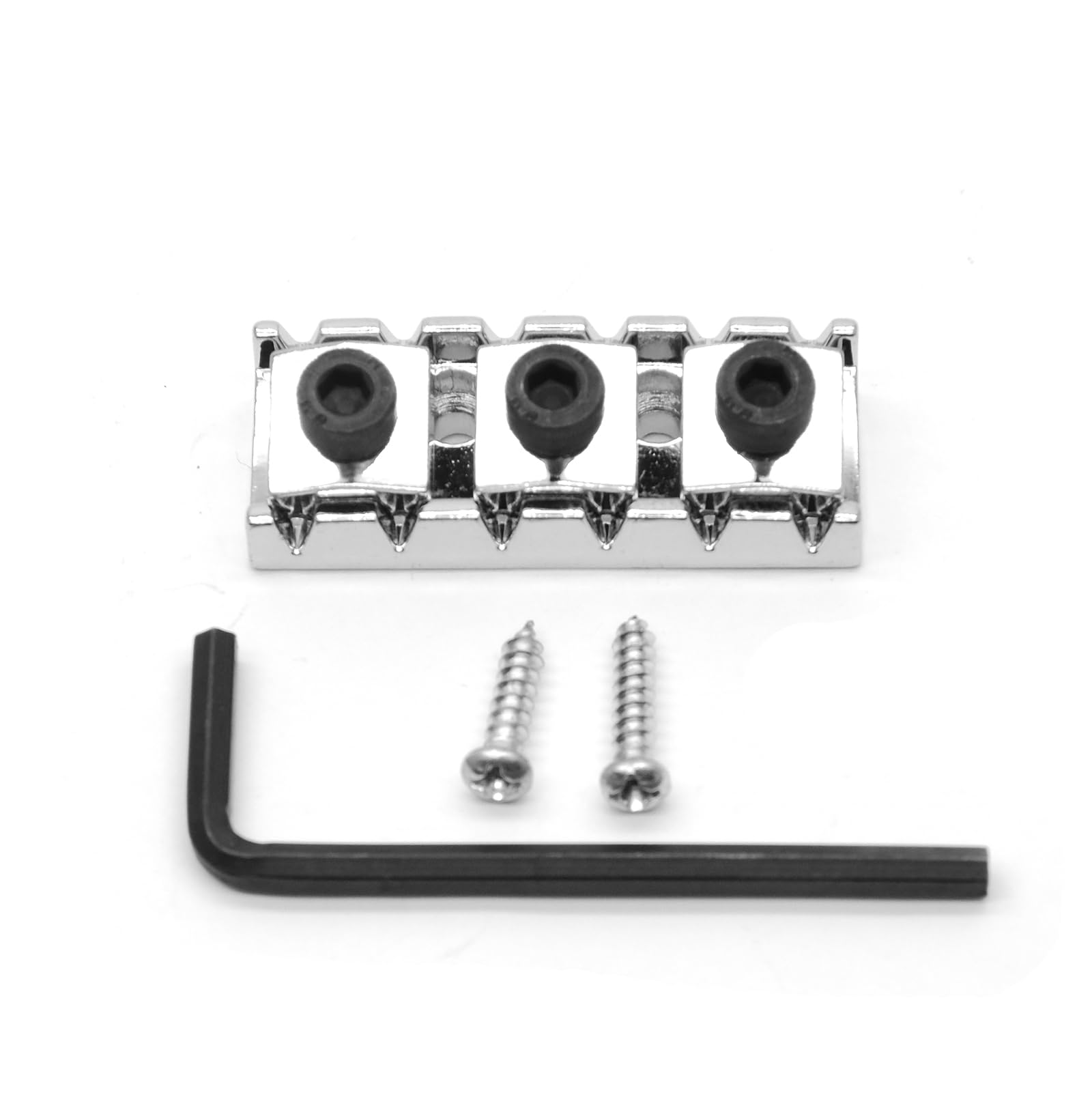 harpfeas 43mm Guitar Metal Locking Nut String Lock for Floyd Rose Style Electric Guitar Tremolo Double Lock System (Chrome)