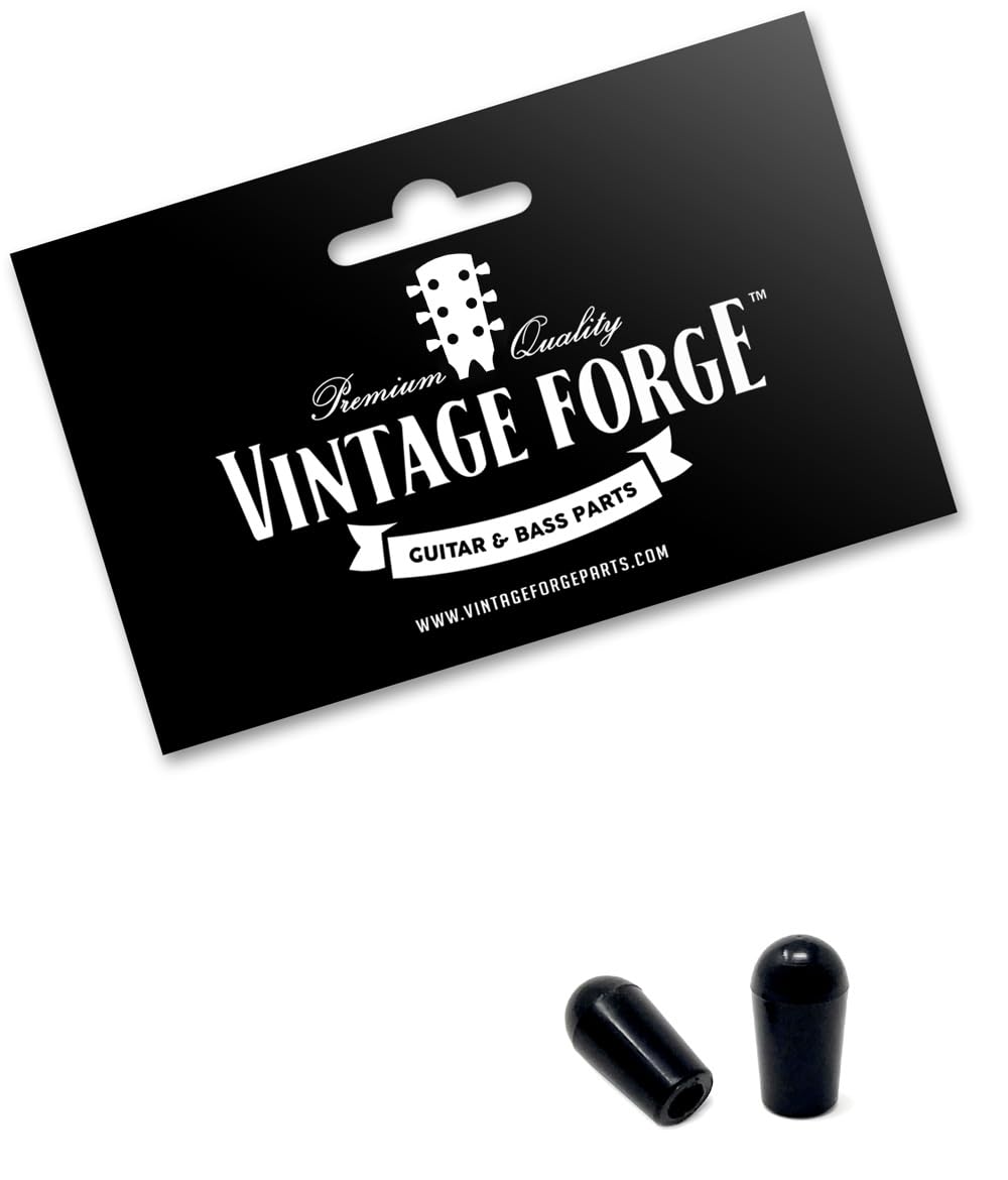 Vintage Forge Black Toggle Switch Tip Caps Compatible with Gibson USA Les Paul Electric Guitar (2-Pack) LPST10-BLK