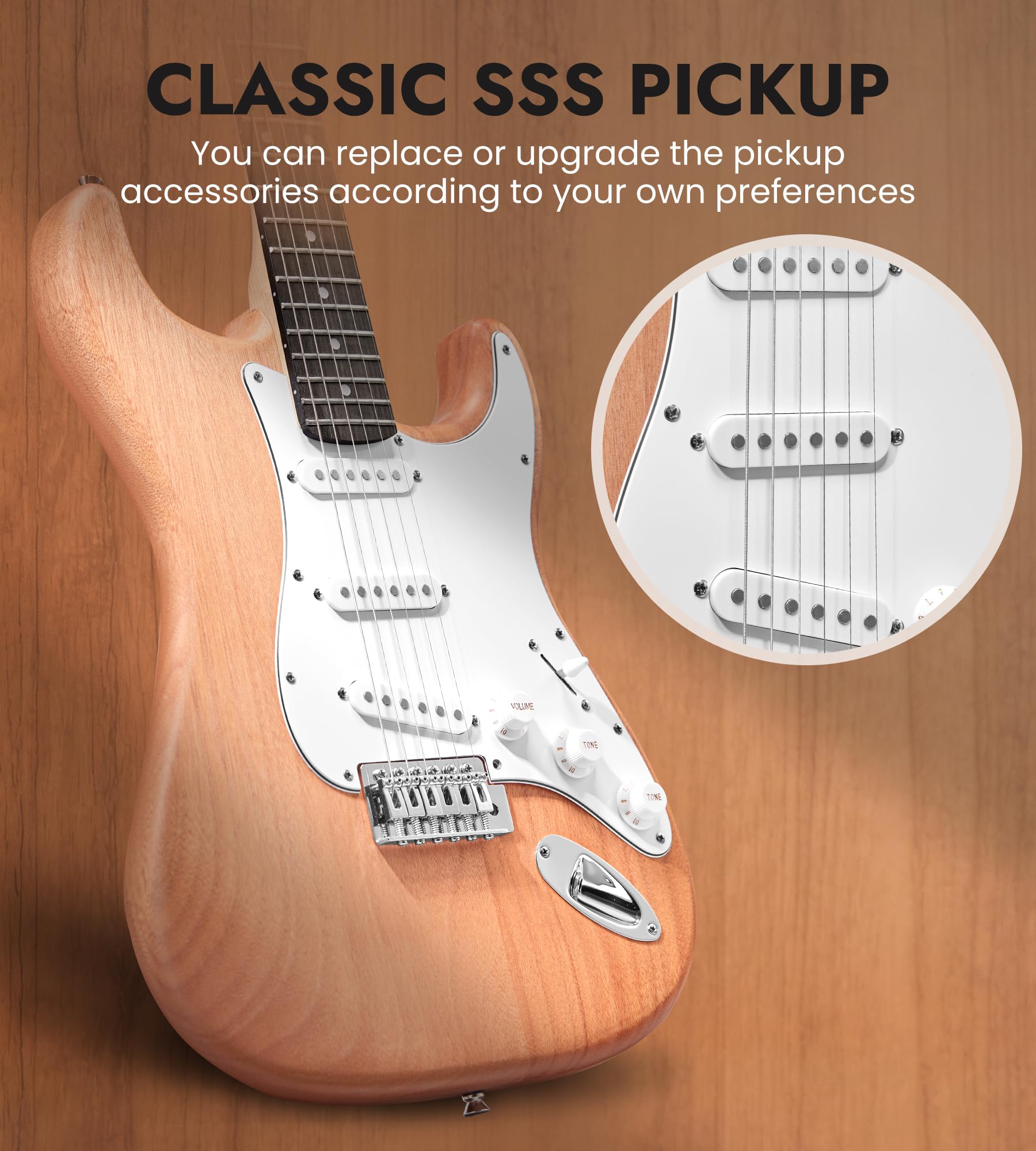 Tostar DIY Electric Guitar Kit, Solderless, Multi Sanded Polished Body, ST