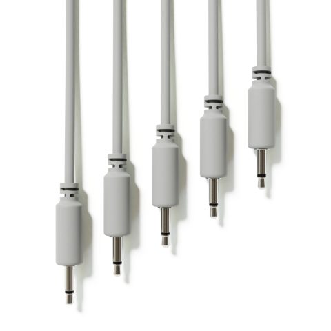 ExcelValley – 5-Pack – Mono Modular Patch Cables – TS 3.5mm 1/8″ Eurorack Synthesizer [Grey | 45 cm – 17.72″]