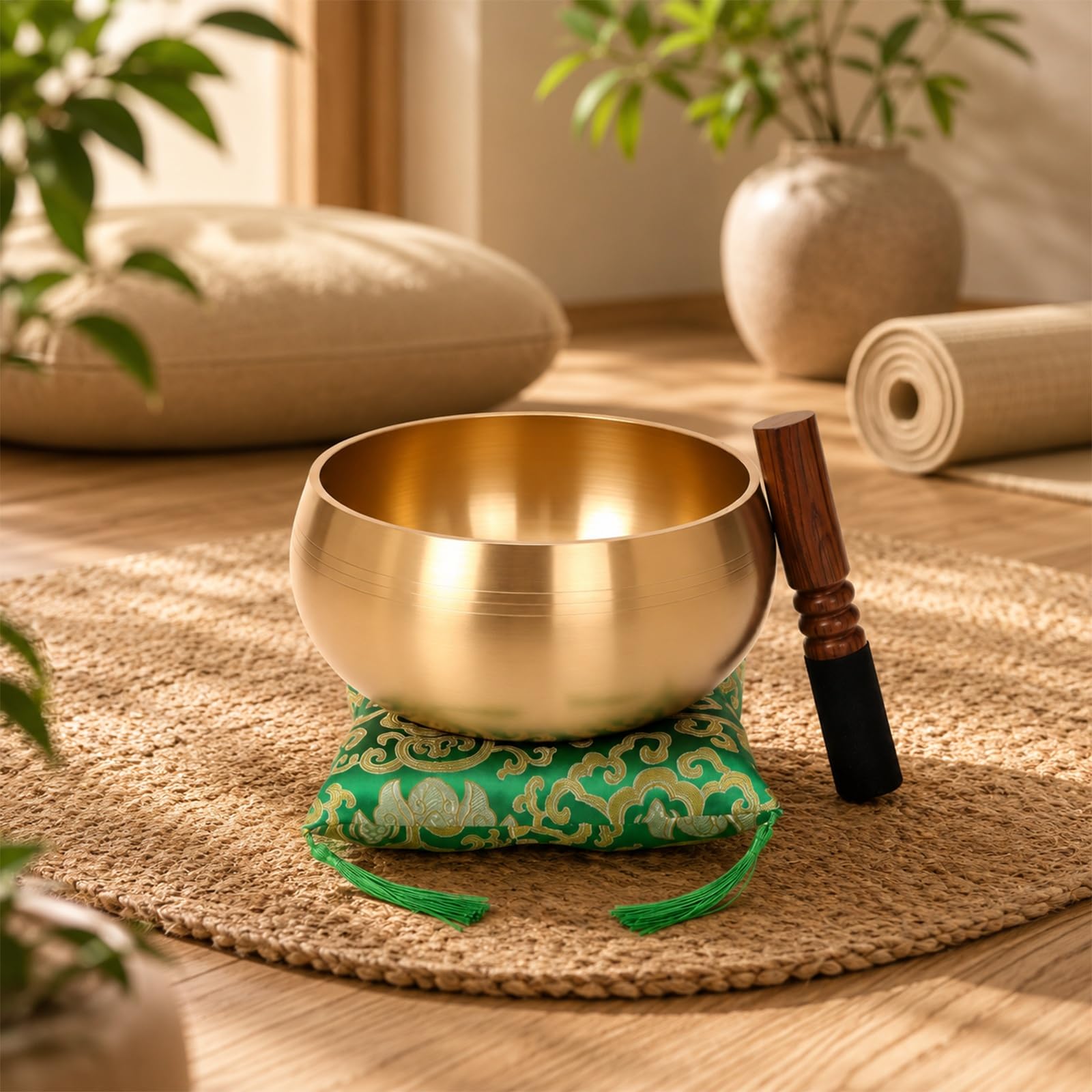 Lemofuta 8-Inch Tibetan Singing Bowl, Hand-Hammered Bronze Meditation Bowl