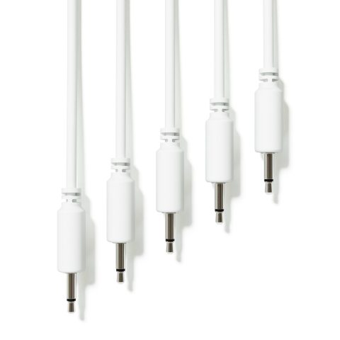 ExcelValley – 5-Pack – Mono Modular Patch Cables – TS 3.5mm 1/8″ Eurorack Synthesizer [White | 15 cm – 5.91″]