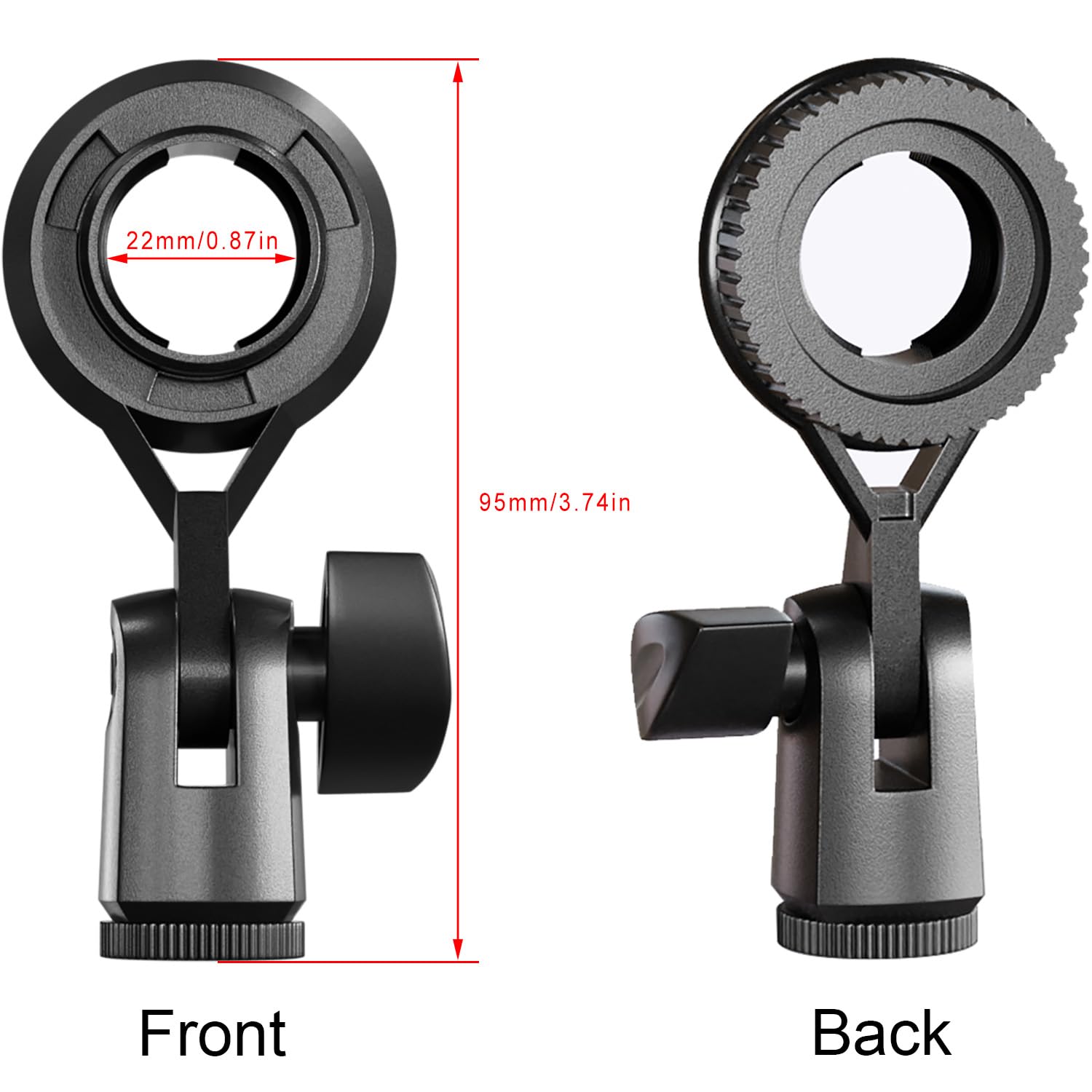 LUORNG Condenser Microphone Holder Standard Interface Thread Compatible with Stand Devices With 3/8 Conversion Nut Short Video Mic Clip Ferrule For 0.9-inch Portable Shockproof Microphone Stands