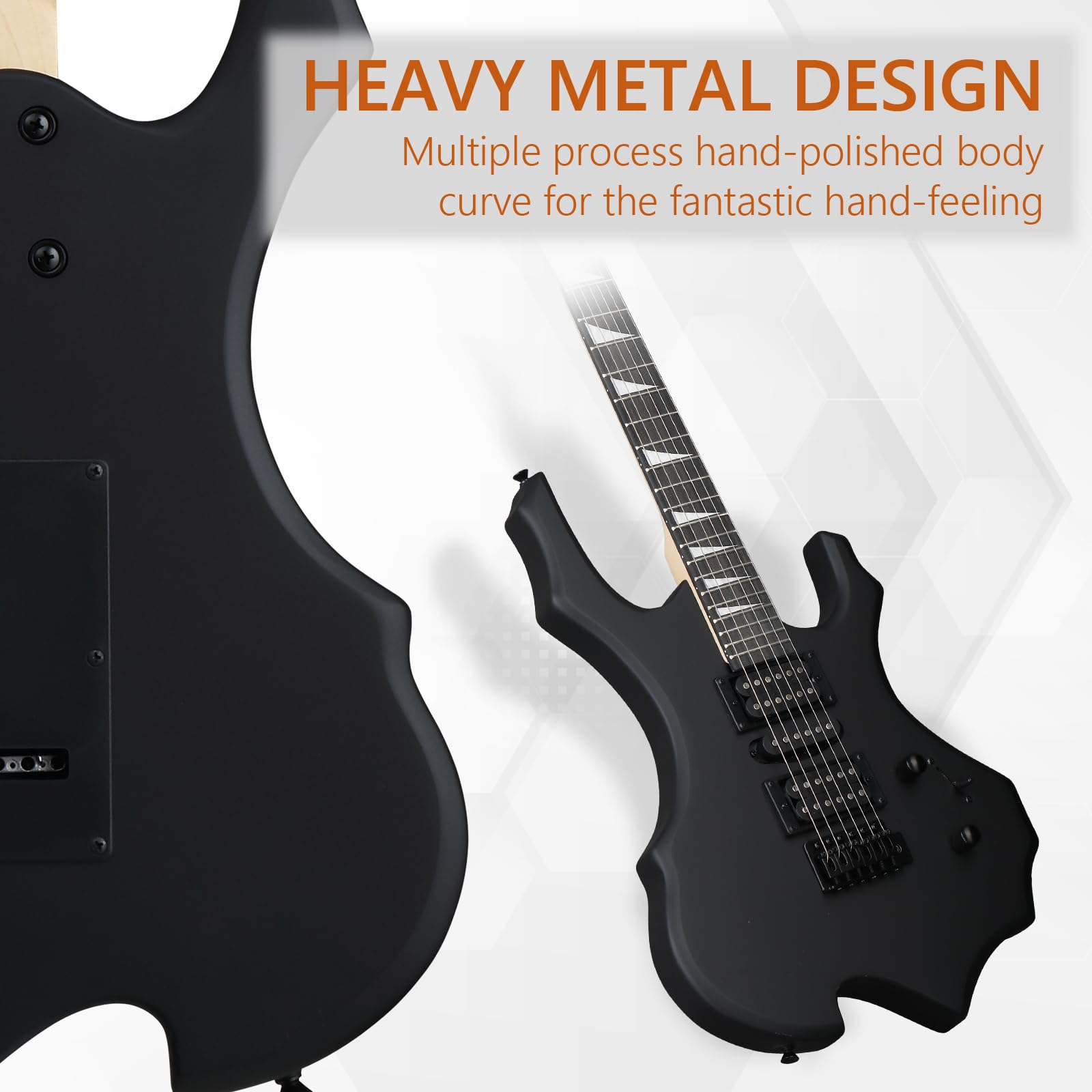 Ktaxon Burning Fire Design Full Size Electric Guitar Kit, Matte Black