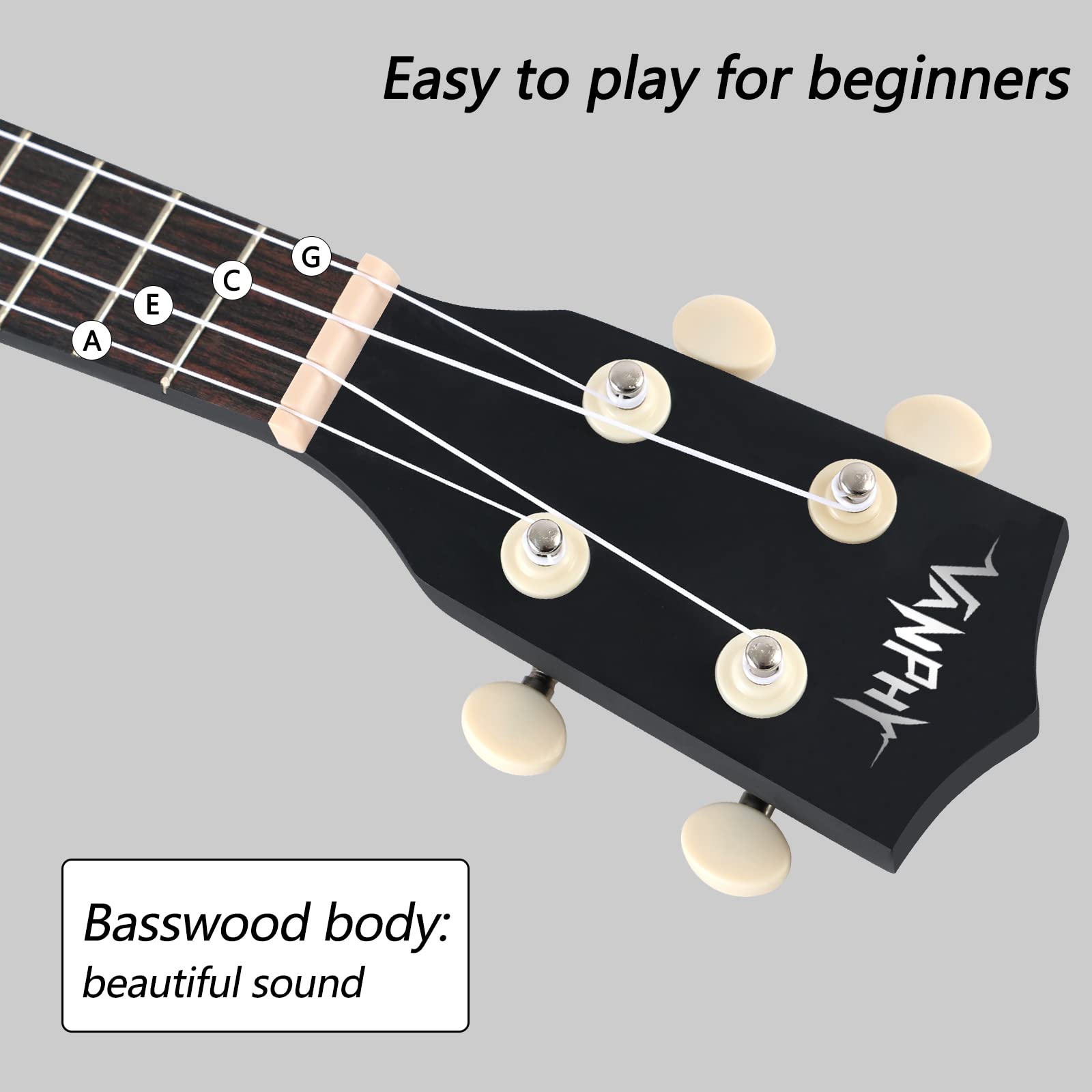 VANPHY Soprano ukulele for beginner with Gig Bag 21 Inch uke for Starter Hawaiian Soprano Ukalalee Polishing adults Basswood 21 Inch uke with Strap Picks Songbook Cleaning Cloth (Light Blue)