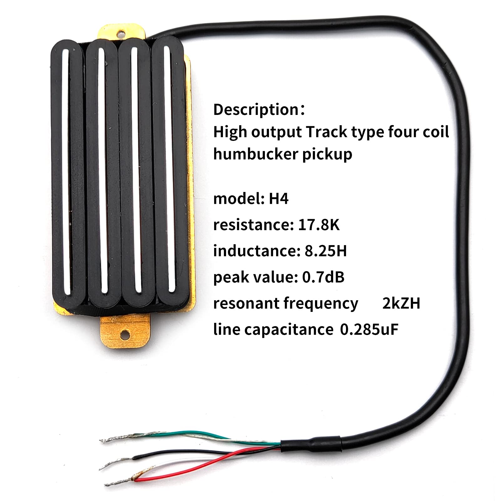 SAPHUE 2-Dual Blade Electric Guitar High Output Track Type Four Coil Humbucker Pickup Black
