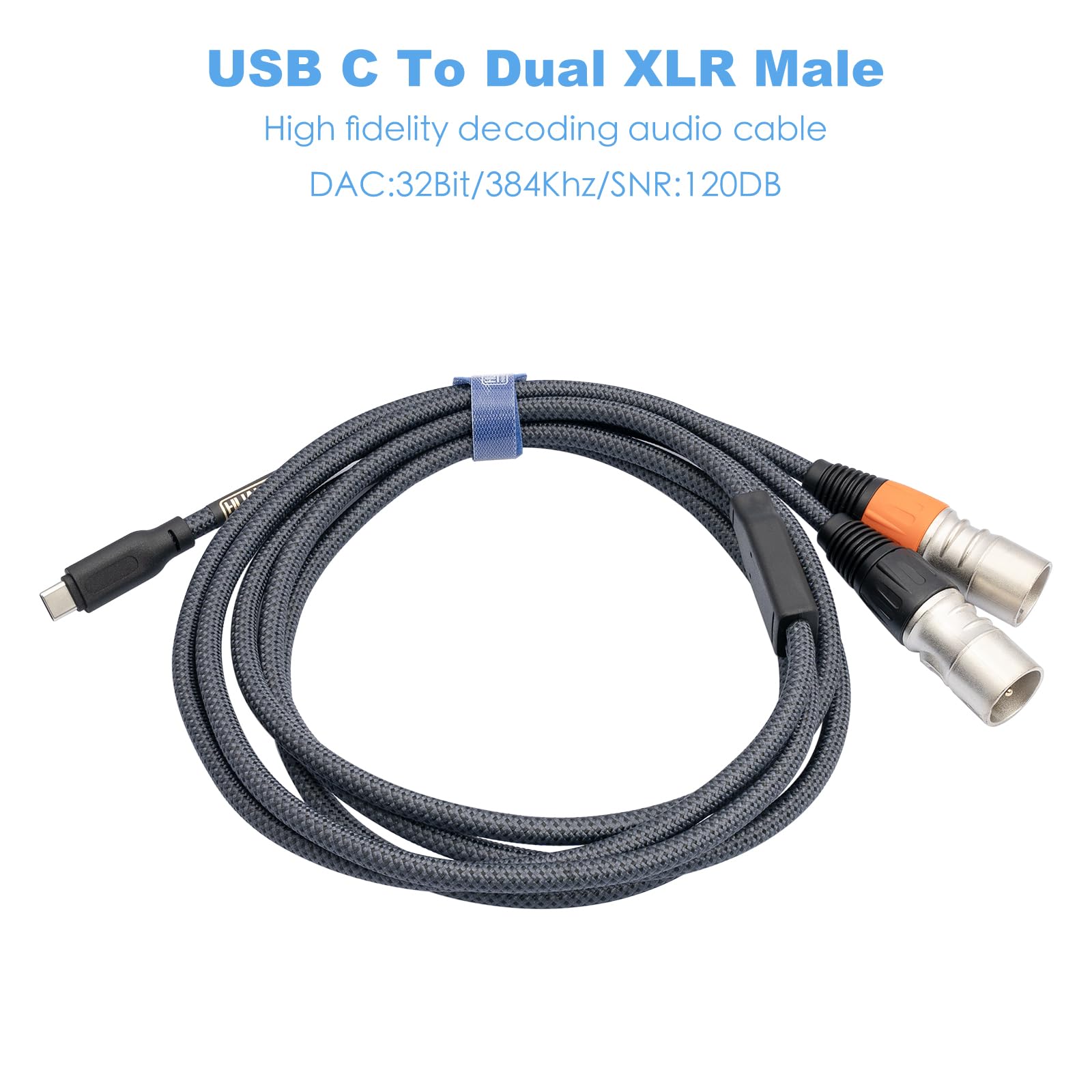 HUALEU 10FT USB C to Dual XLR Male Stereo Audio Cable,8FT Extended Y Splitter USB c to XLR Male Audio Cable for Active Speakers,Power Amplifier