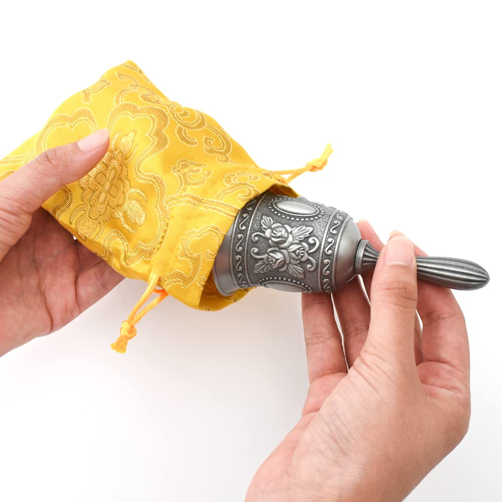 HOKPA Hand Bell, Call Bell Wedding Bells for Restaurant Service Bell Bar Jingle Wedding Classroom Church School Classroom Alarm and Home Decoration (Tin Color)