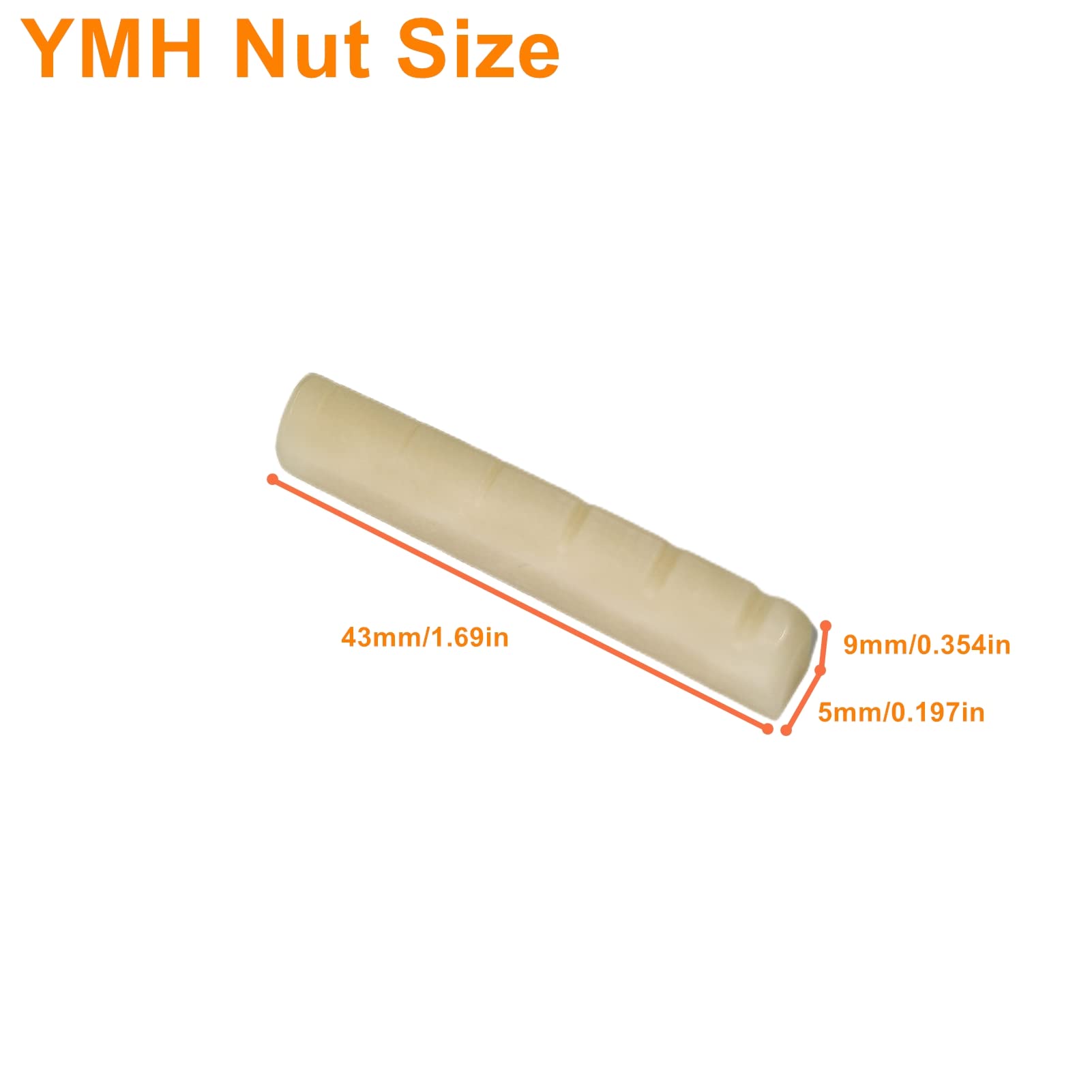 Miwayer 2 Pack 6 String YMH Acoustic Guitar Unbleached Bone Nut, Guitar Bridge Nuts, Cut from Whole Bones, 43x5x9mm