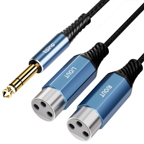 Tisino Dual XLR Female to 1/4″ TRS Stereo Y-Splitter Breakout Cable, 10ft