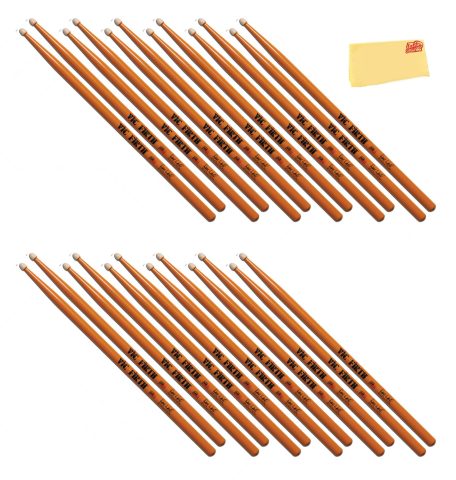 Vic Firth SDW2 Signature Series Dave Weckl Evolution Drumsticks – 12-Pack Bundle with Austin Bazaar Polishing Cloth