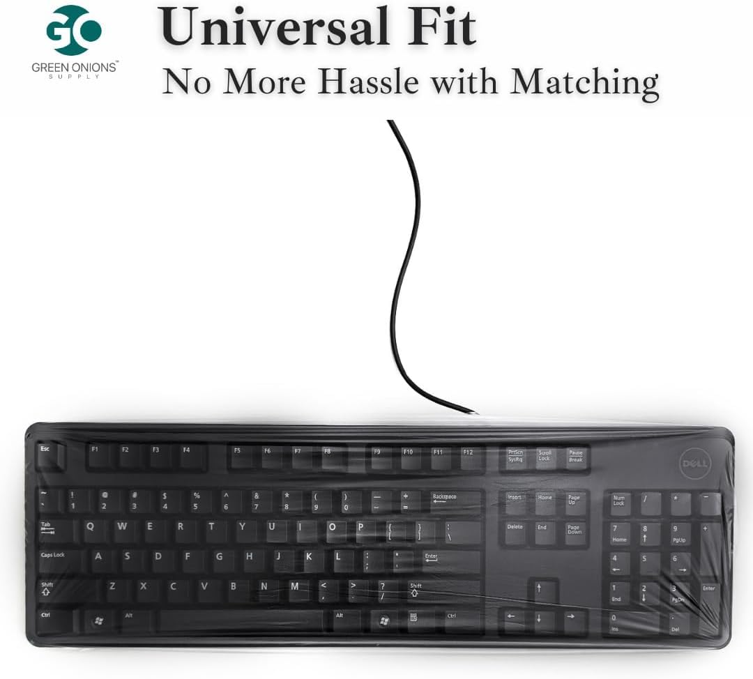 Green Onions Supply Universal KeyboardCap. Fully Covered Flat Style 0.025mm Waterproof Anti-Dust Desktop Keyboard Cover with Numeric Hospital/Dentist Use (0.03mm Size M(2 Packs))
