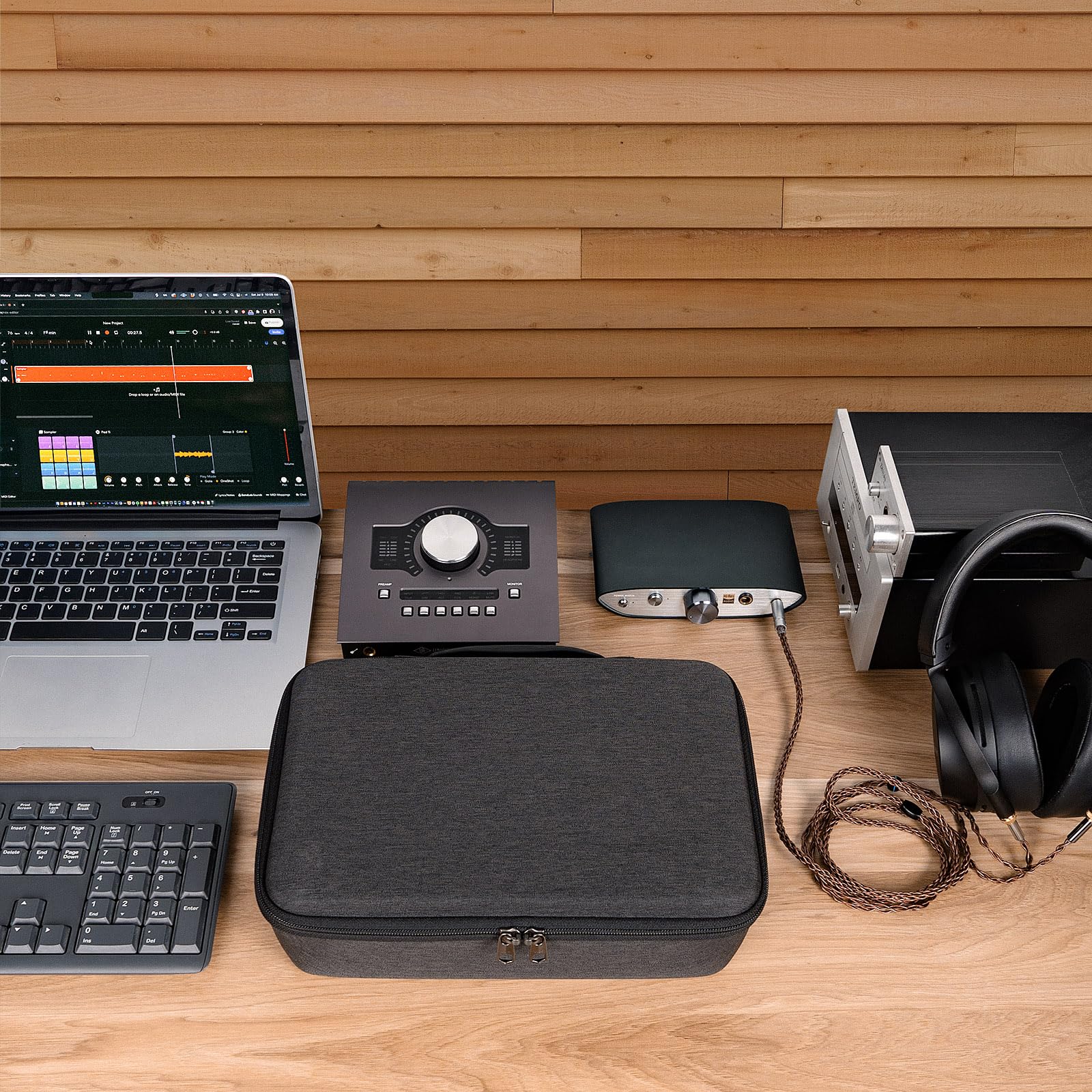 GEEKRIA Audio Interface Carrying Case, Compatible with Universal Audio Apollo Twin X DUO/Twin X QUAD/Twin X DUO Gen 2/ Twin X QUAD Gen 2, EVA Hard Shell Travel Bag (Dark Gray)
