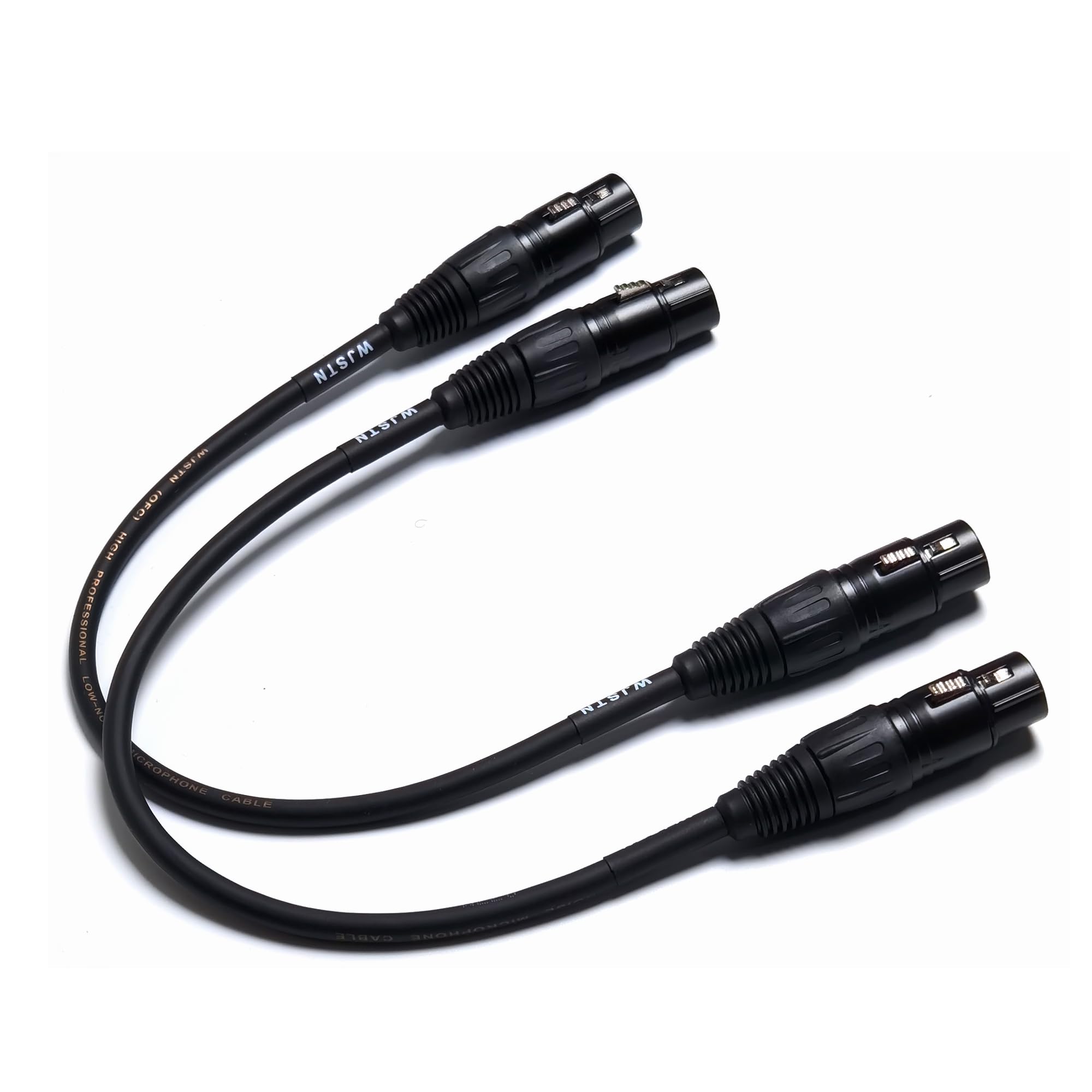 WJSTN Suanqi Microphone Cable XLR Cables, Balanced Microphone Mic Cord 3 Pin XLR Female to Female DMX Cable Patch Cords with 2Pack (1FT), Black.