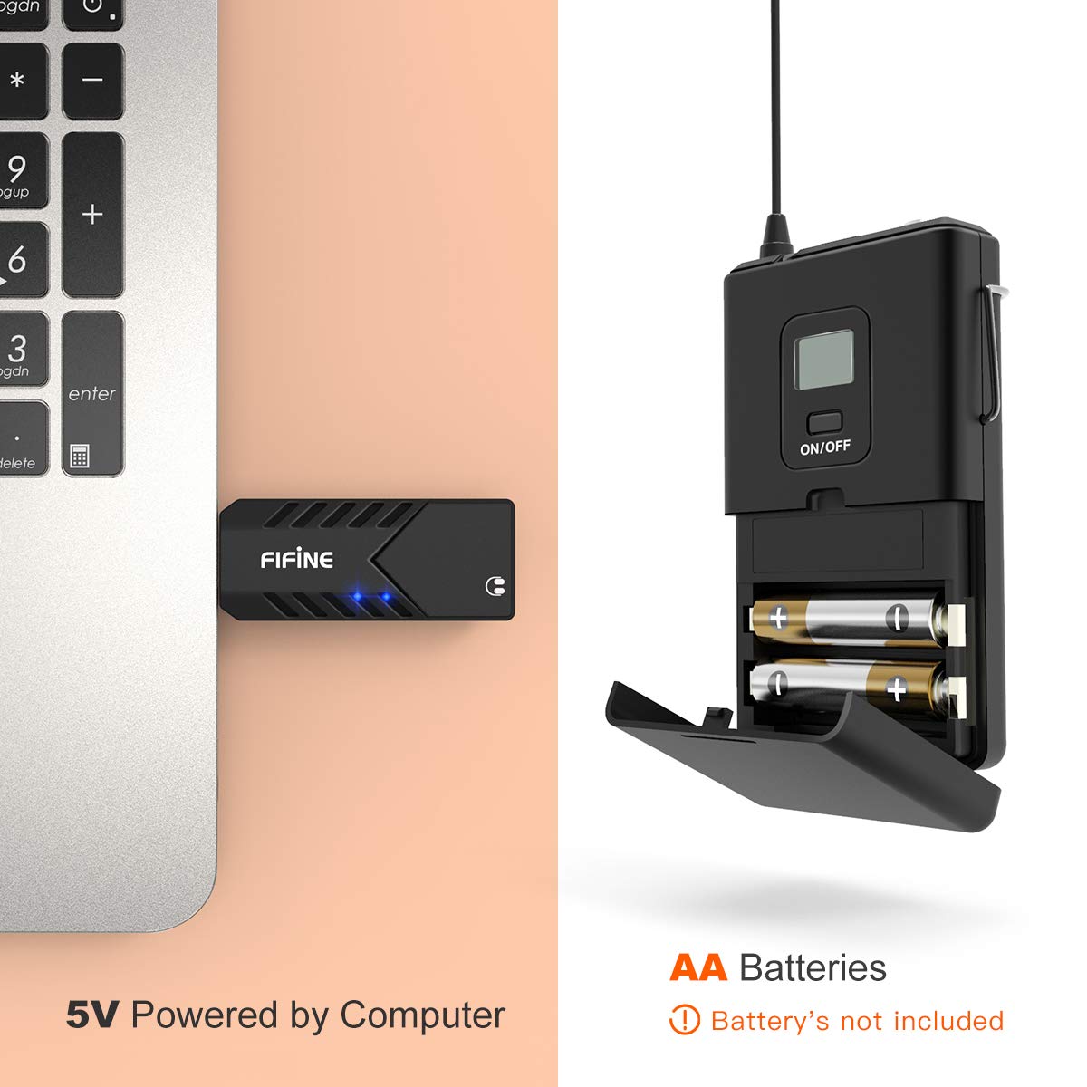 FIFINE K031B USB Wireless Microphone System with Headset Lavalier Lapel Mic