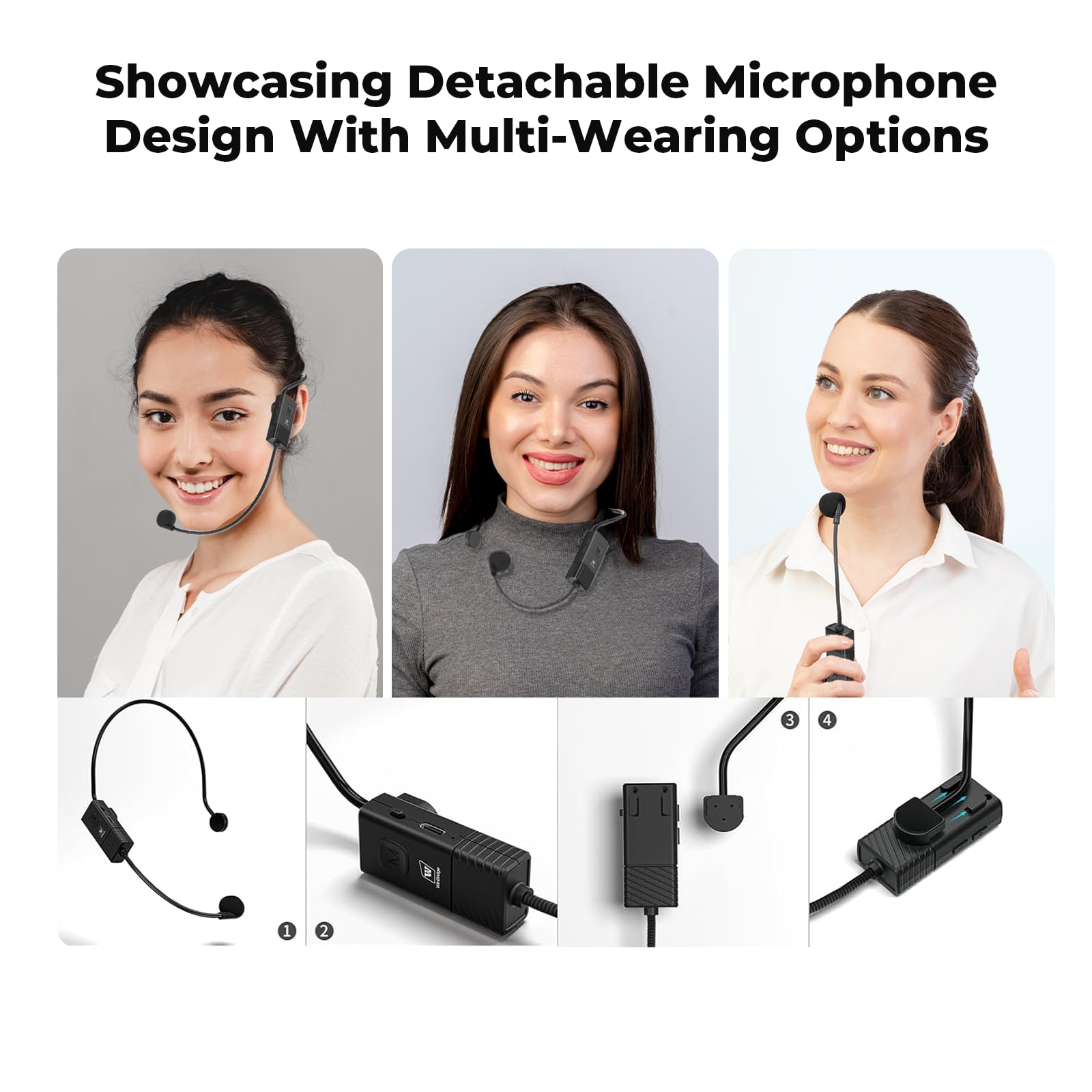 WinBridge Portable PA System 30W Voice Amplifier with Dual Wireless Mics