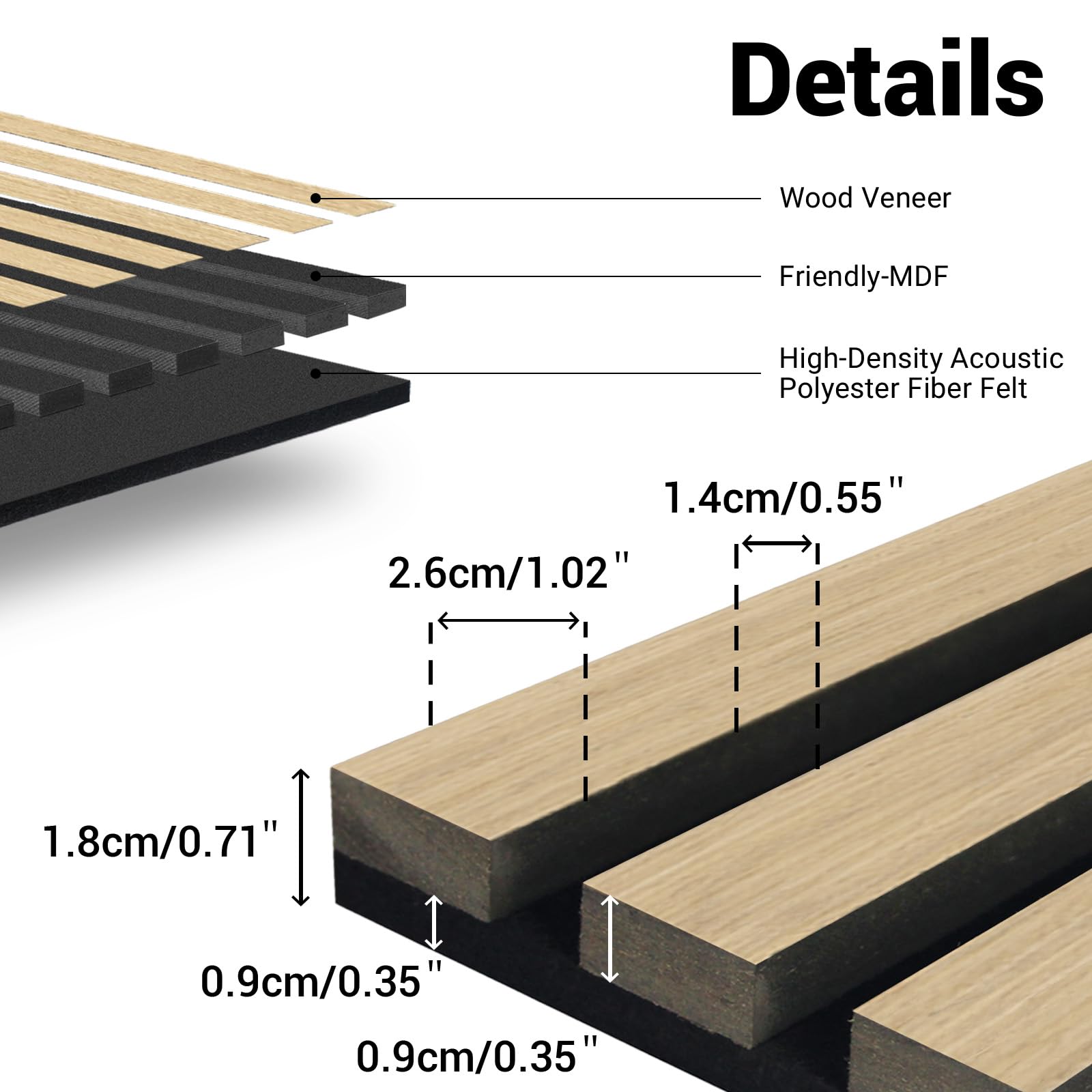 AKK-Star Acoustic Wood Slat Wall Panels Folded 1 Pack – 94.4″ X 23.6 “X 0.7”, Wall Panels for Interior Wall Decor 15.5ft² Soundproof 3D Wall Paneling for Home Decor Noise Reduction(13# Classic Oak)