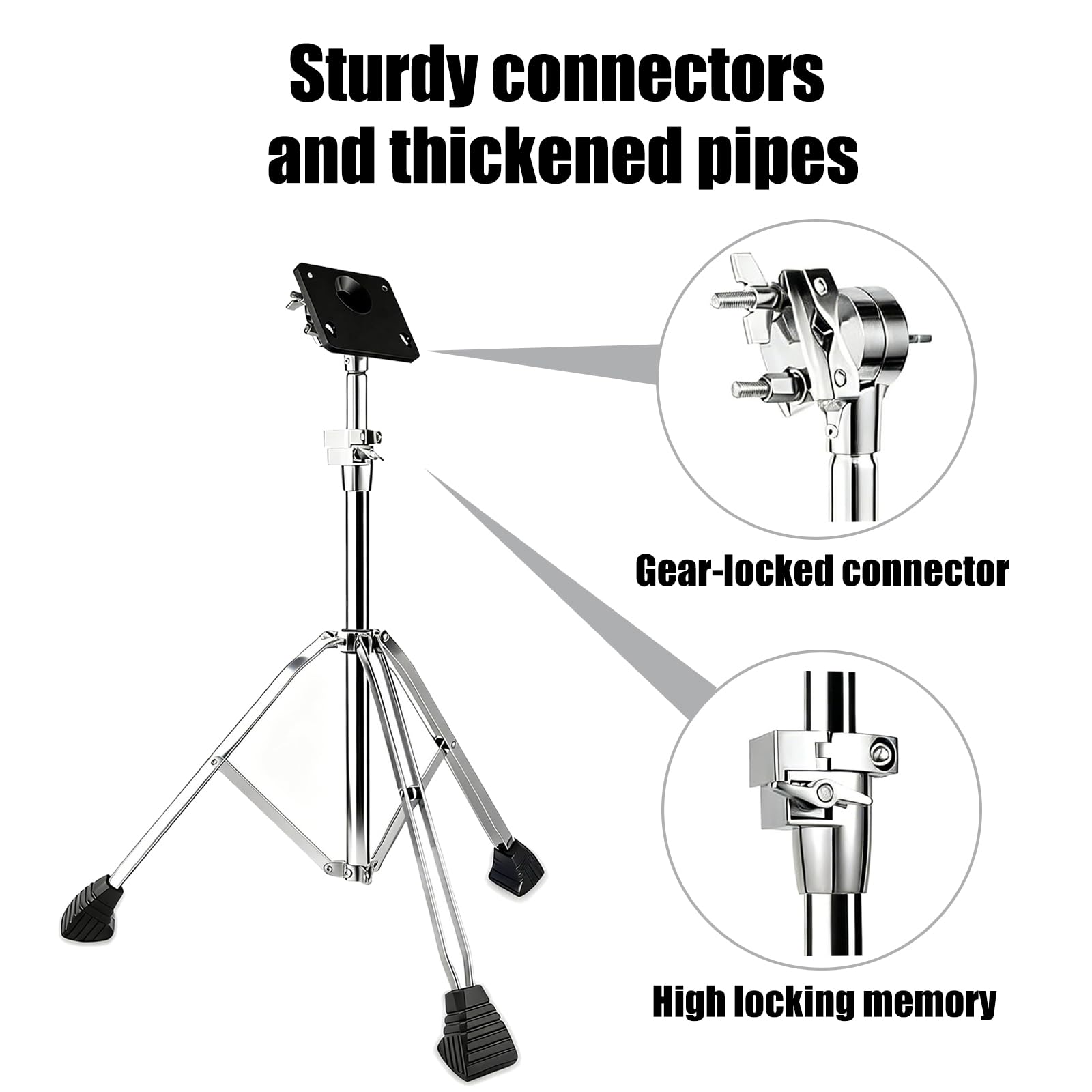 ULUOBO Heavy Duty Electronic Drum Pad Stand for Percussion Sample Pads, Foldable, with Carry Bag (Silver)