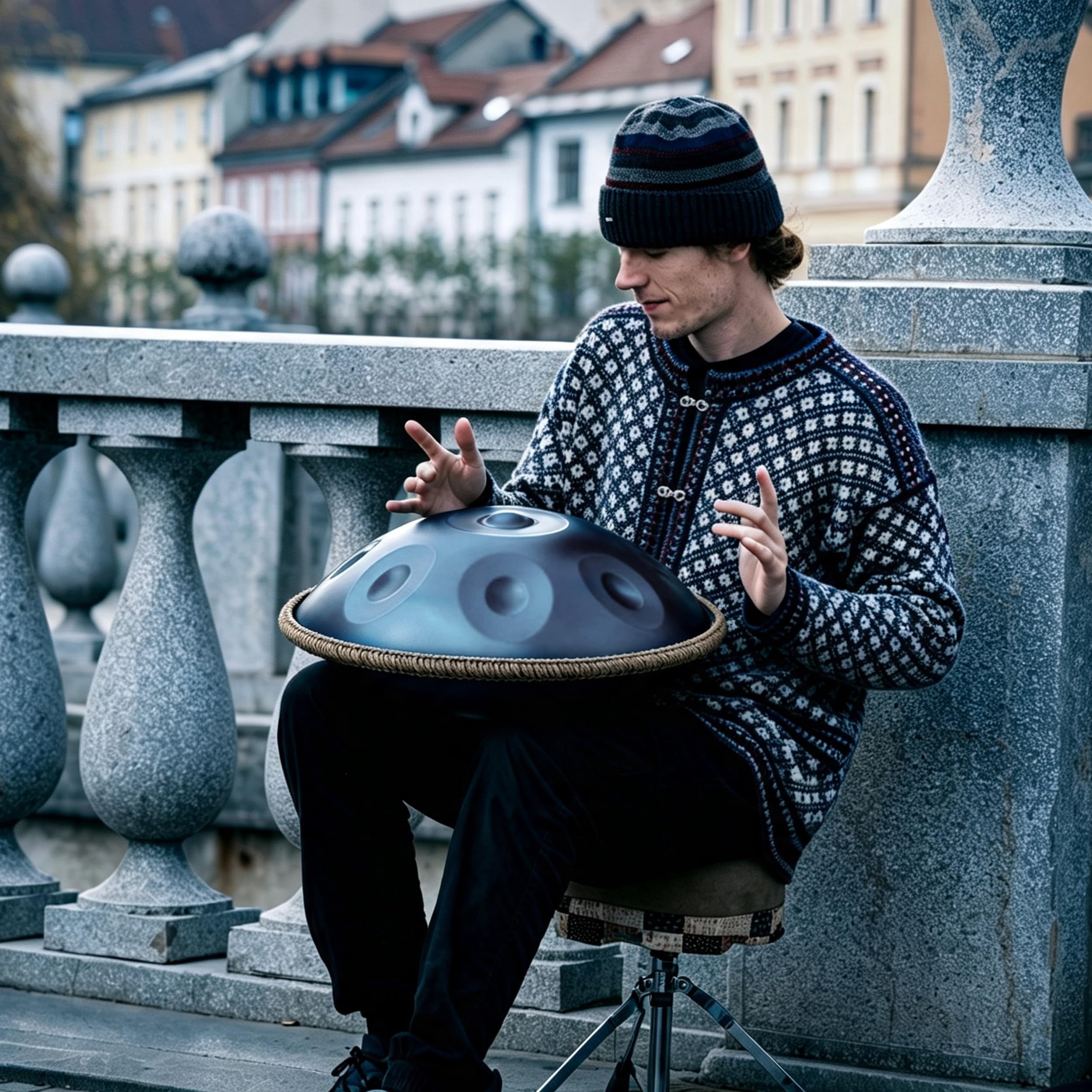 LOMUTY Handpan Drum 22 Inch for Adults 12 Notes – Hand Pan Drum(Blue)