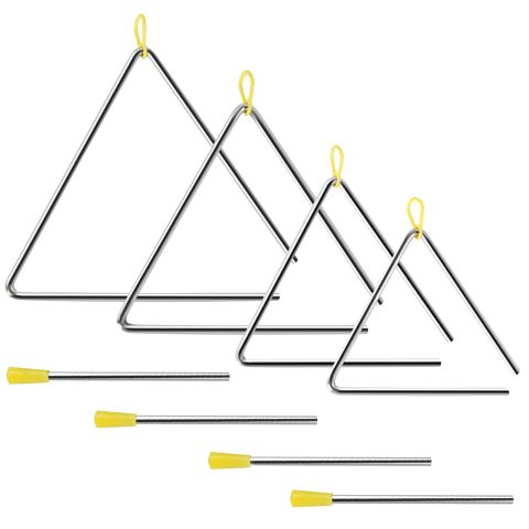 EASTROCK Triangle Instrument Set 4 Packs 7 8 9 10 Inch with Striker