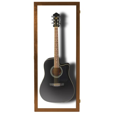 PENNZONI Acoustic Guitar Display Case – Acrylic Acoustic Guitar Case – Guitar Display Case Wall Mount Made from Hardwood Frame & Clear Acrylic – Walnut w/Felt White