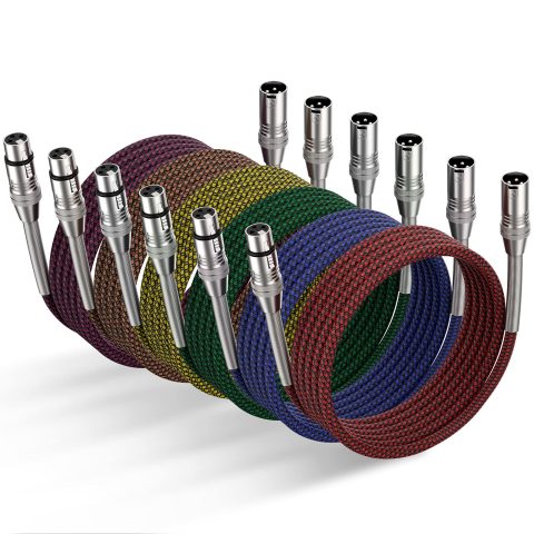 Ciwoda XLR Cable 6ft 6Pack, Multi-Color Heavy Duty Nylon Braided XLR Male to Female, Microphone Cable 3 Pin Balanced XLR Cable Compatible with Speakers, Microphones, Stage Lighting and More