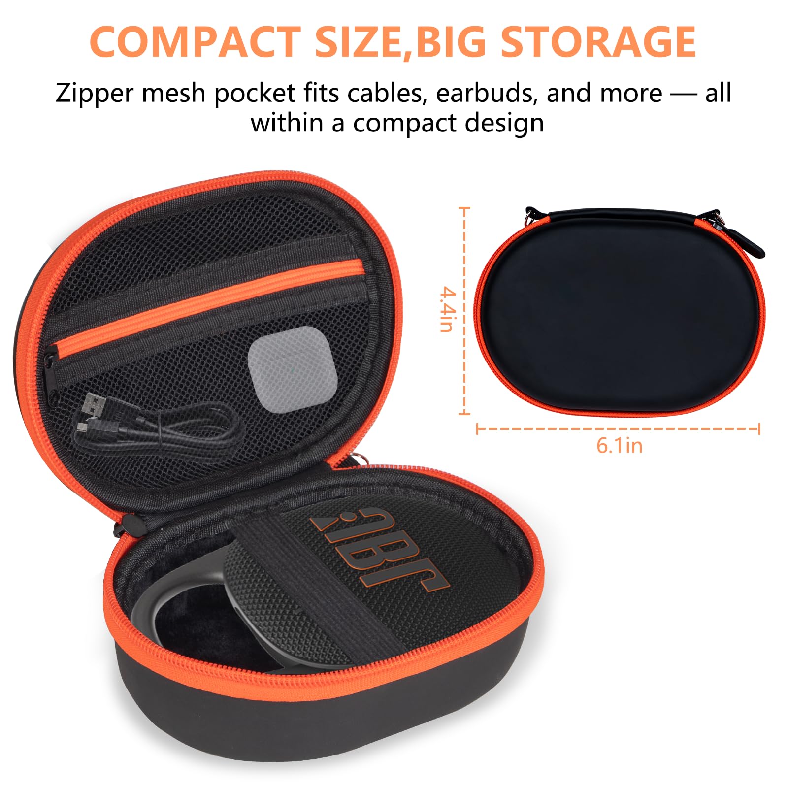 Hoarecal Portable EVA Hard Case for JBL Clip 5 & Clip 4, Waterproof and Dustproof Mini Bluetooth Speaker Carrying Case with Strap for Home, Outdoor and Travel (Black) – Box Only