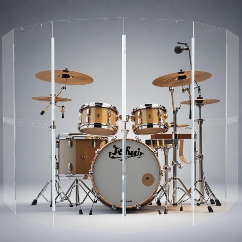 Portable Drum Shield | 6 Panels 2ft x 5ft | Factory-Installed Full-Length Stainless Steel Hinges | Acrylic Drum Sound Barrier | Cage for Church (6 Panels)