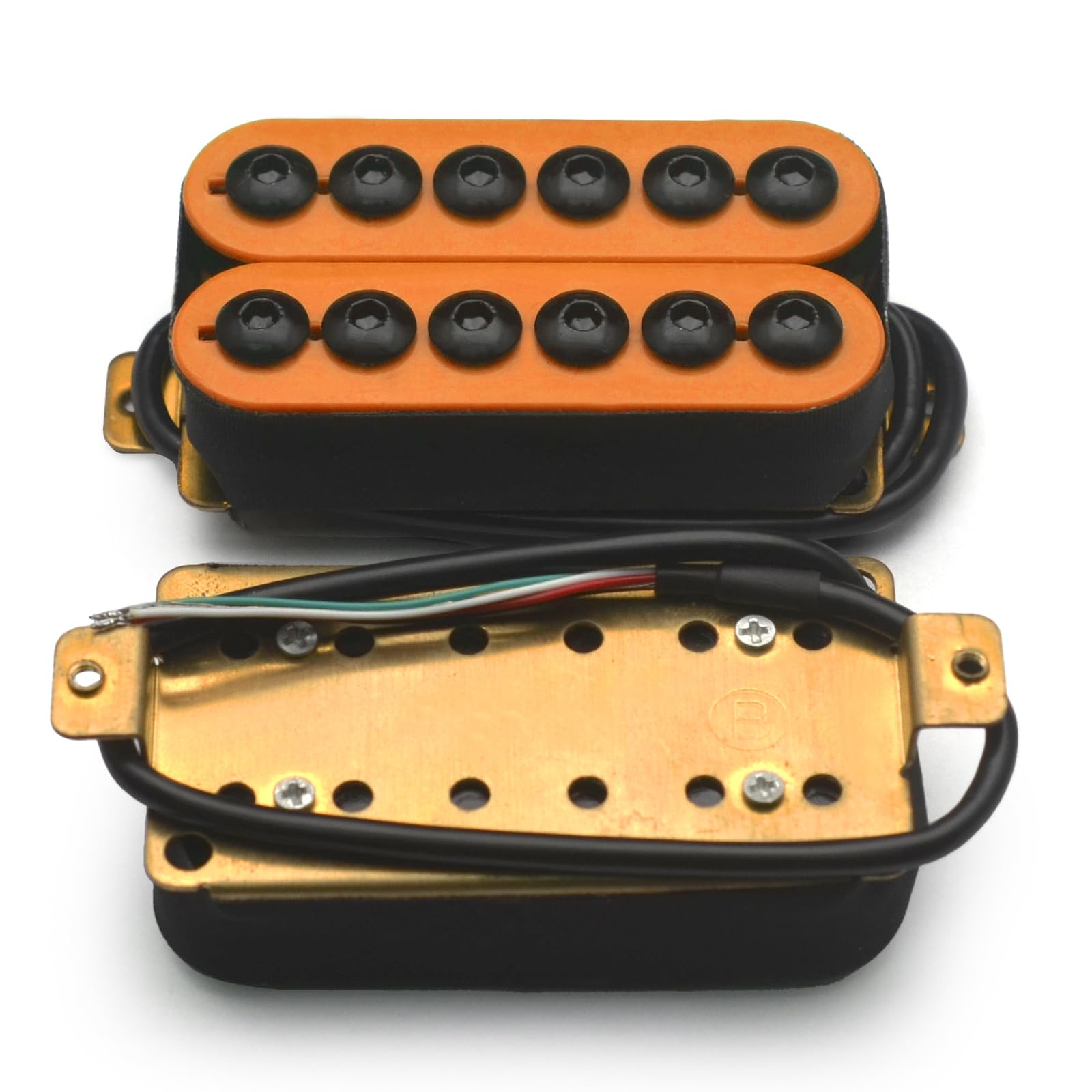 SAPHUE Adjustable Metal Double Coil Electric Guitar Pickups Humbucker Punk Neck/Bridge Pickup (Orange)
