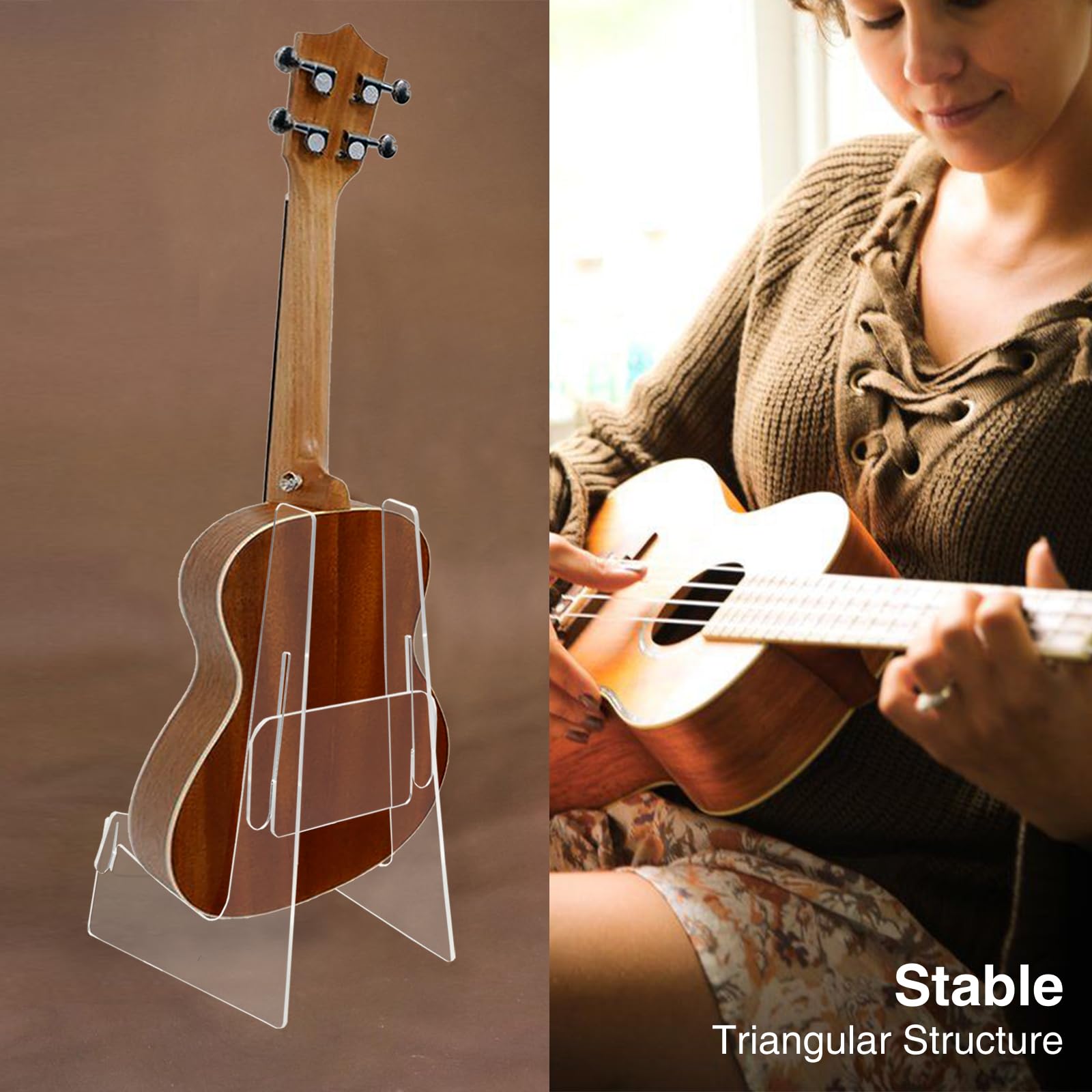 VLKAVIVA Transparent Ukulele Stand & Holder for Small Violin, Small Guitar