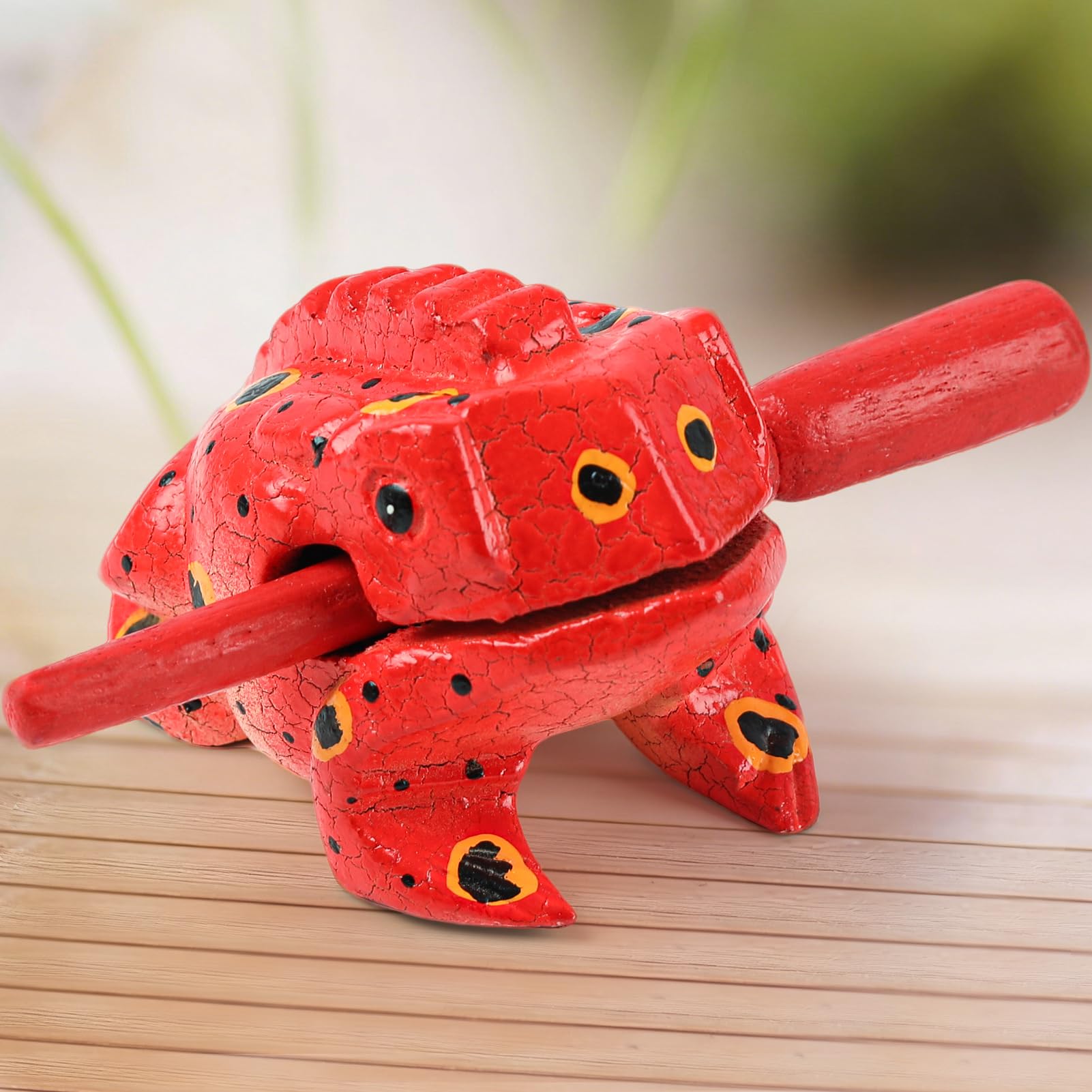 GOGHOST 3.5 inch Frog Guiro Rasp Wooden Instrument (Painted Red)