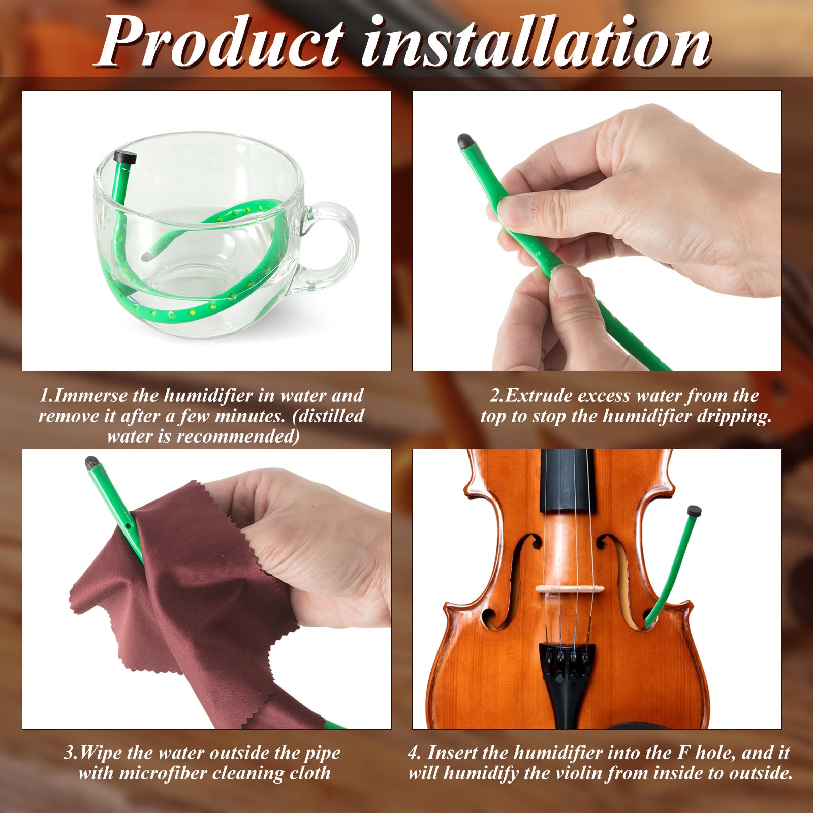Kathfly 2 Pcs Violin Humidifier F Hole with Cloth,White, Green