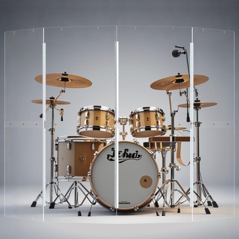 Portable Drum Shield | 4 Panels 2ft x 5ft | Factory-Installed Full-Length Stainless Steel Hinges | Acrylic Drum Sound Barrier | Cage for Church Use (4 Panels)