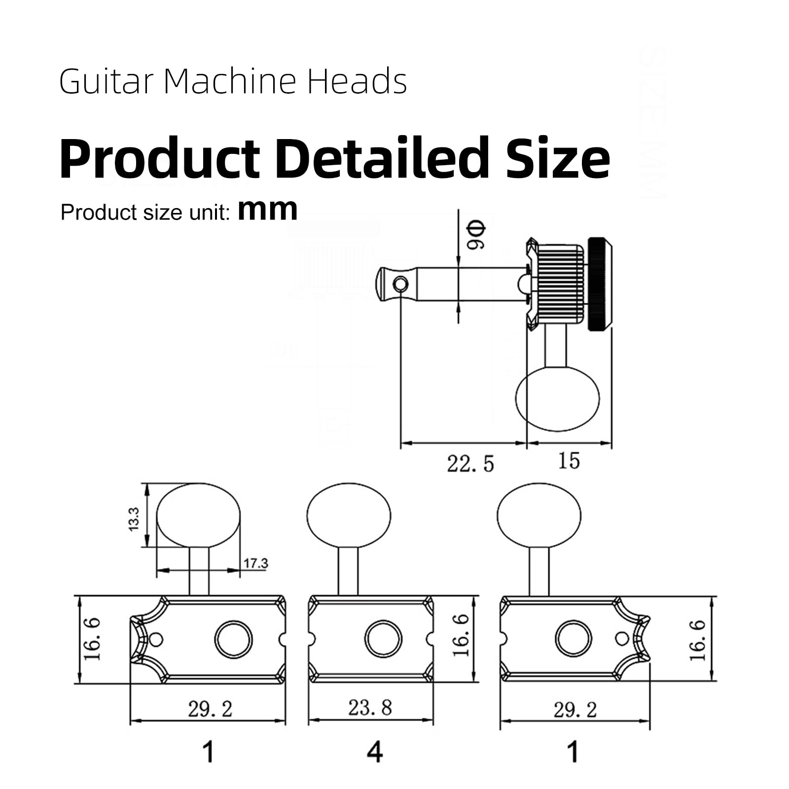 SAPHUE 6 Inline Guitar Tuning Keys Vintage Electric Guitar Lock String Tuners Locking Tuning Pegs Machine Heads Replacement for ST TL Style Electric, Folk or Acoustic Guitars(Gold)