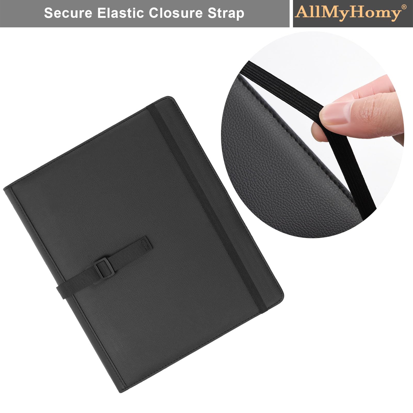 AllMyHomy Choir Sheet Music Binder 3 Ring, Choir Music Folder with Hand Strap & Pockets, Fits Letter Size 8.5″ x 11″ & A4 Sheets, Organizer for Choral Performances, Concerts & Band, PU,Black,2 Pack