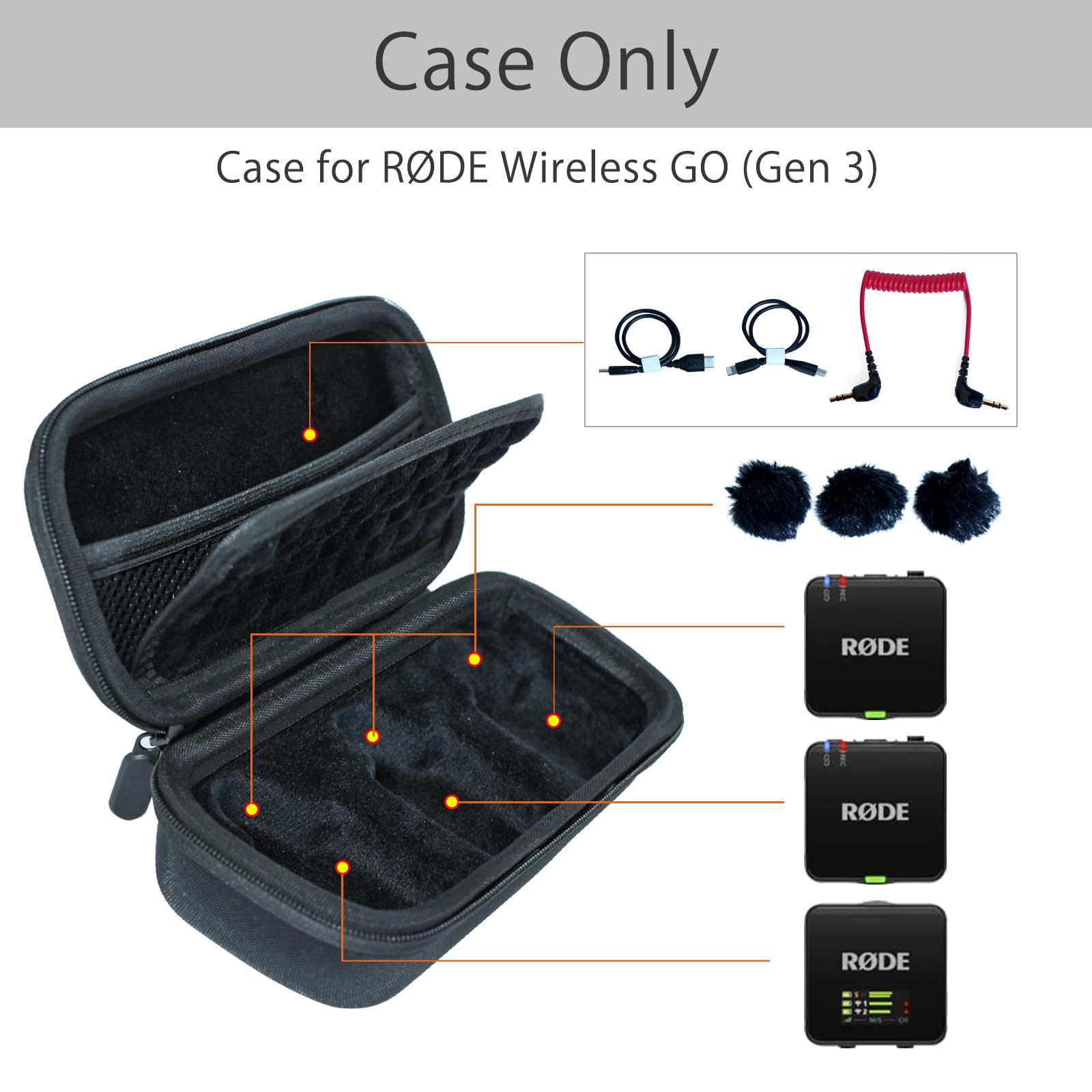 ILouxNei Case Compatible with RØDE Rode Wireless GO Gen 3 III/II Compact Wireless Mic,Black(Only Case)