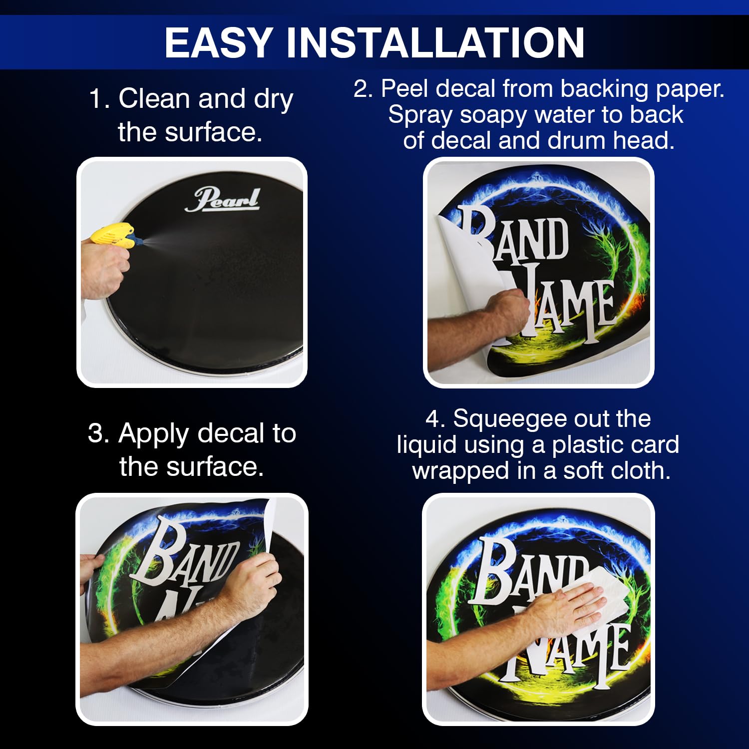 Custom Bass Drum Decal – Personalized Custom Stickers for Drums, Full Color Logo Band, Bass Drum Head Wrap, Easy Apply & Remove for Professional or DIY Kits, Made in USA